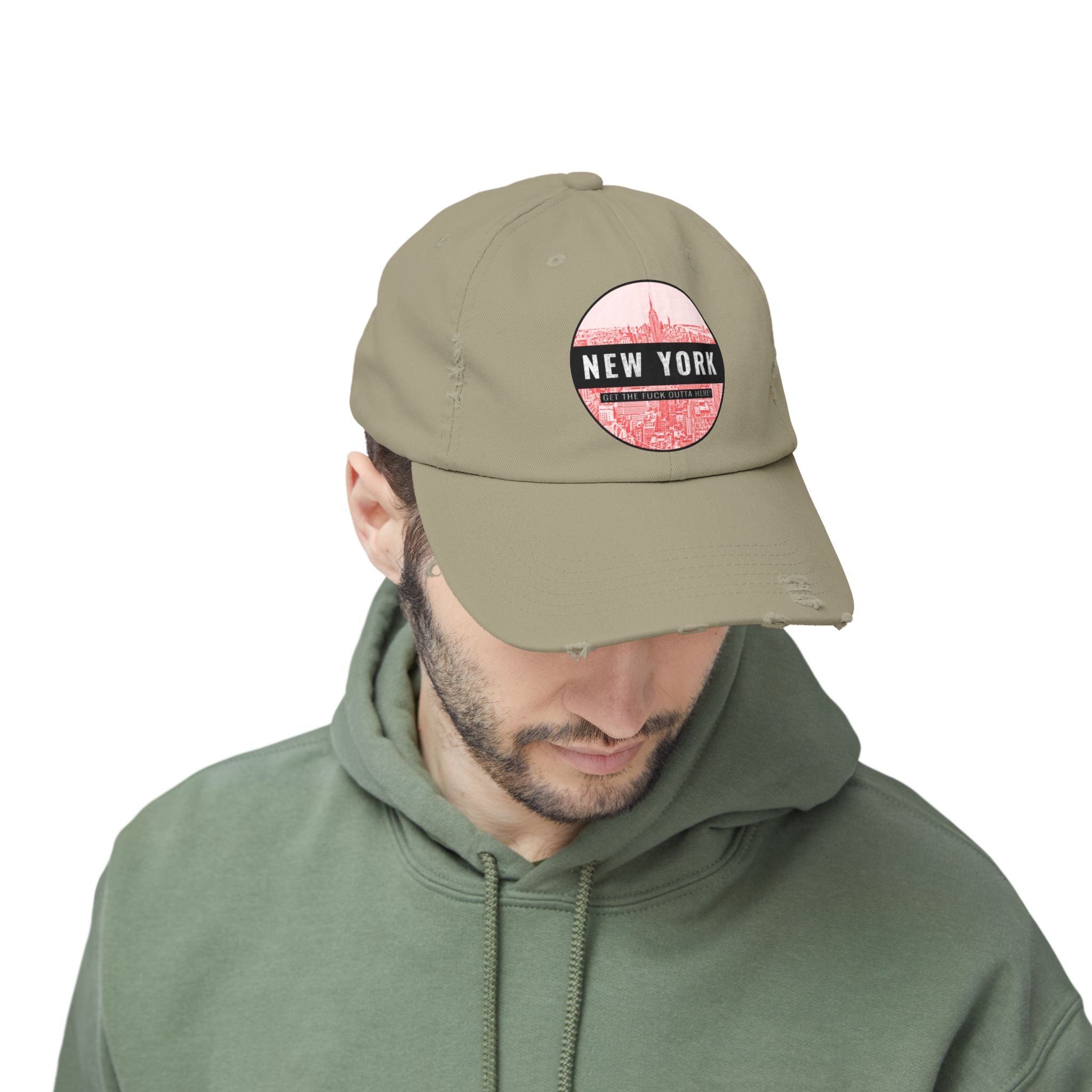 New York Get The Fuck Outta Here! - Cotton Twill Distressed Baseball Cap