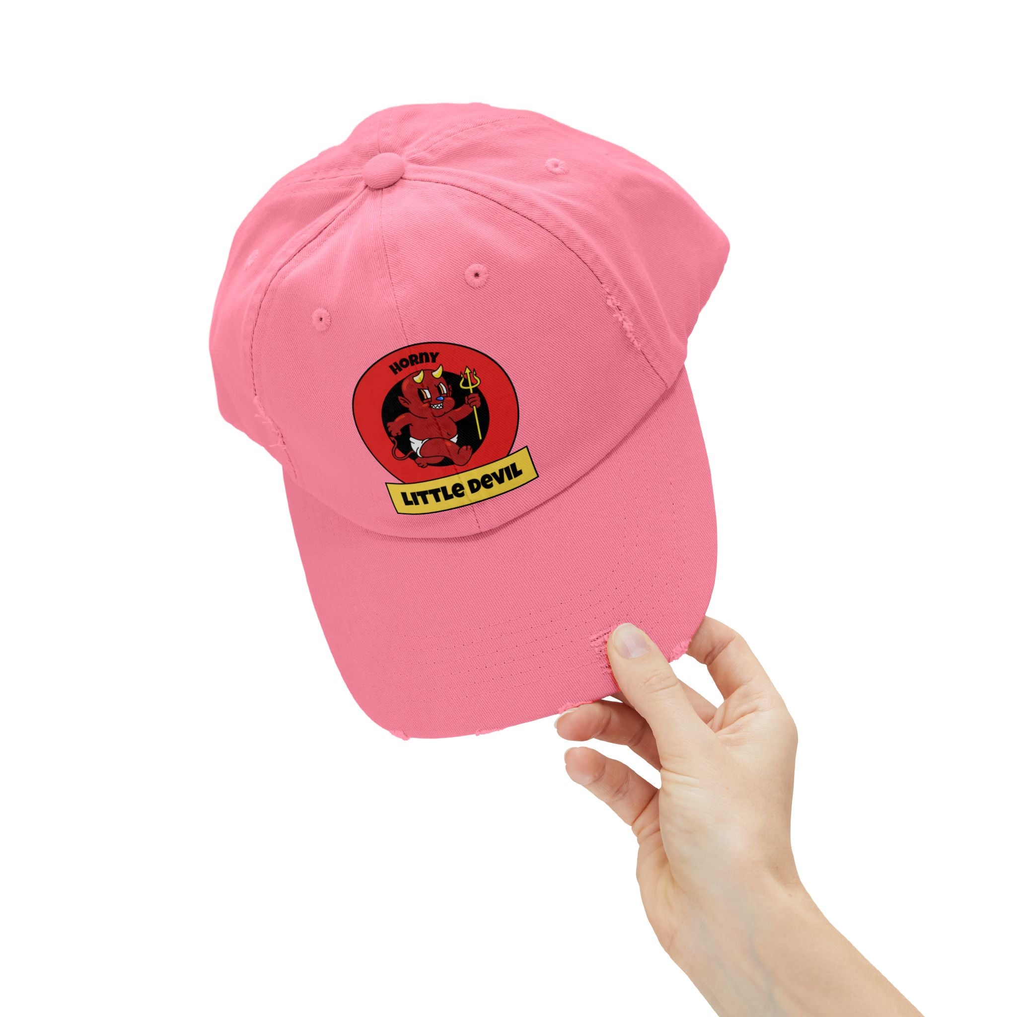 Horny Little Devil - Cotton Twill Distressed Baseball Cap