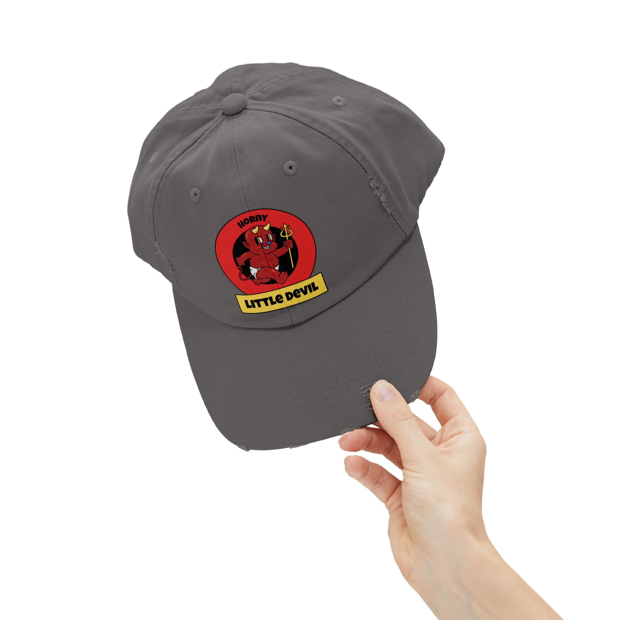 Horny Little Devil - Cotton Twill Distressed Baseball Cap