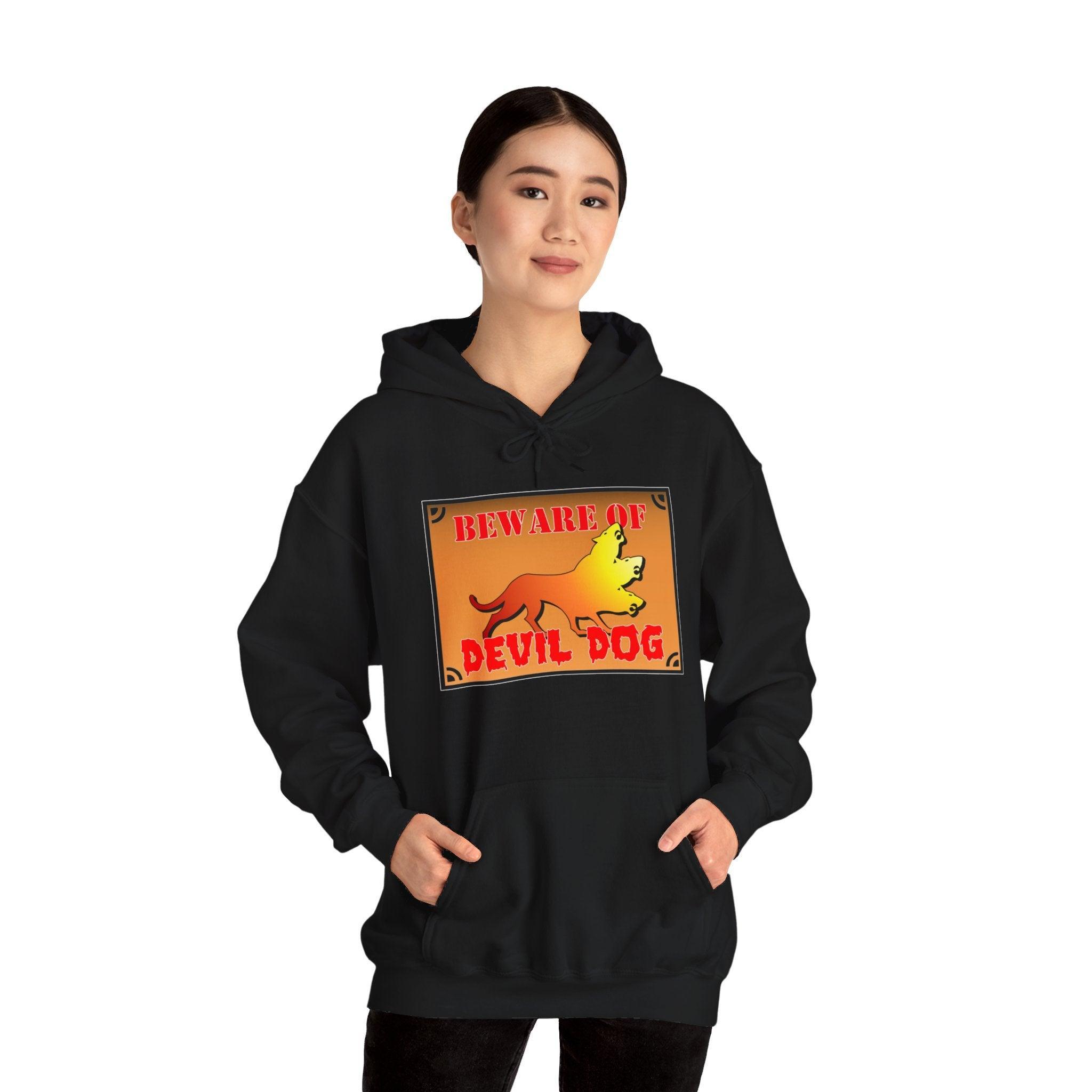 Beware Of Devil Dog Sign - Hoodie - Witty Twisters Fashions