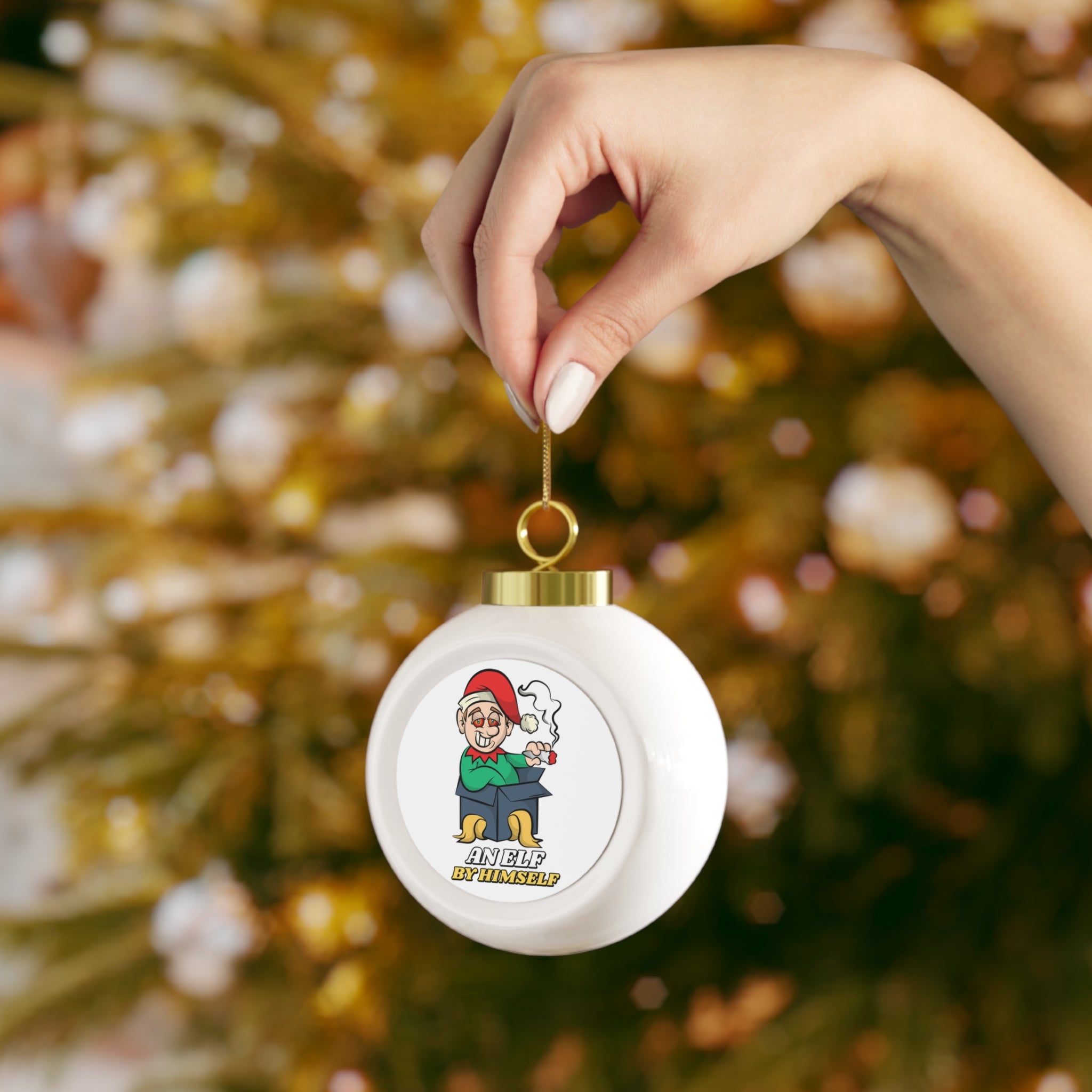 An elf by himself - Christmas Ball Ornament