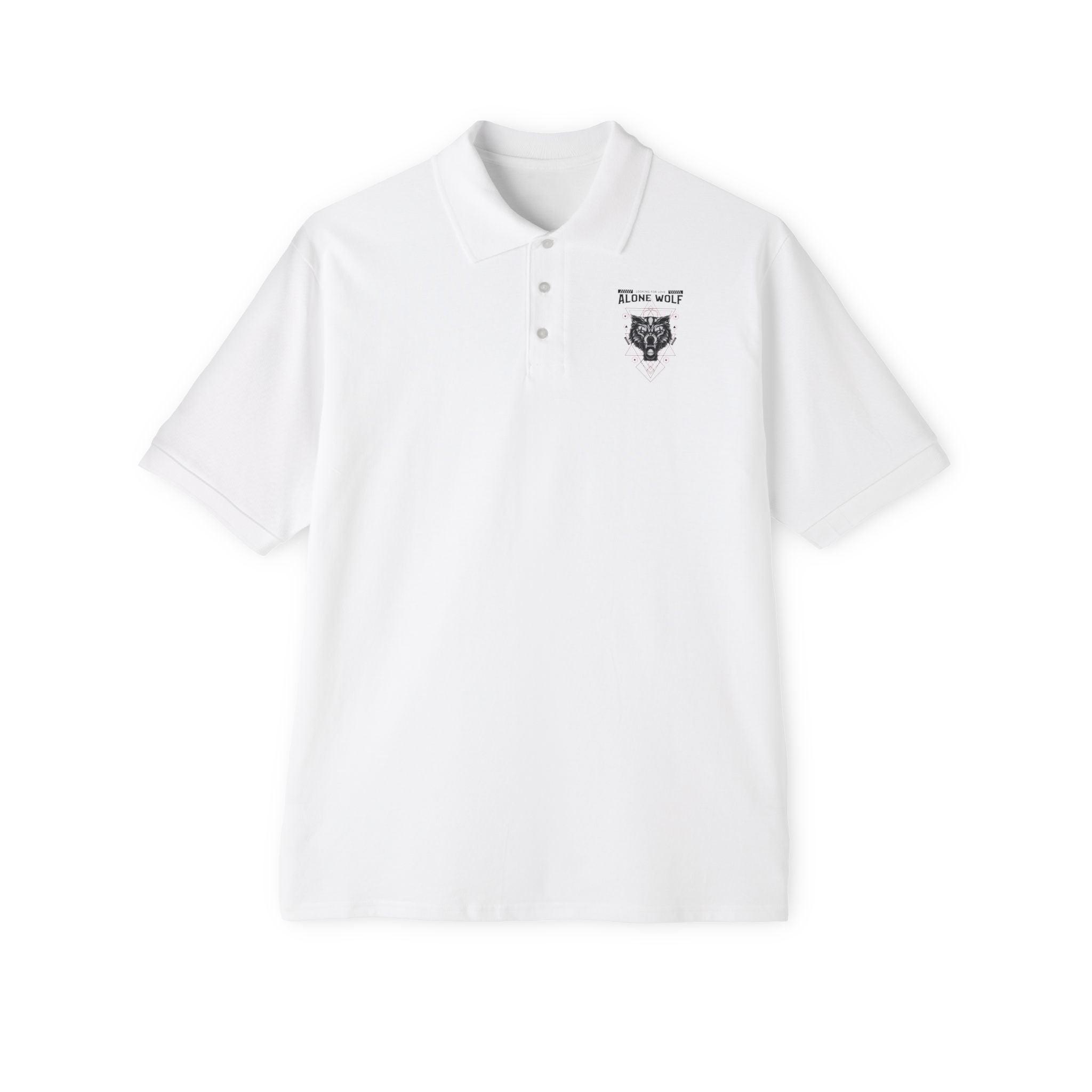 Alone Wolf Looking For Love - Men's Piqué Polo Shirt - Witty Twisters Fashions