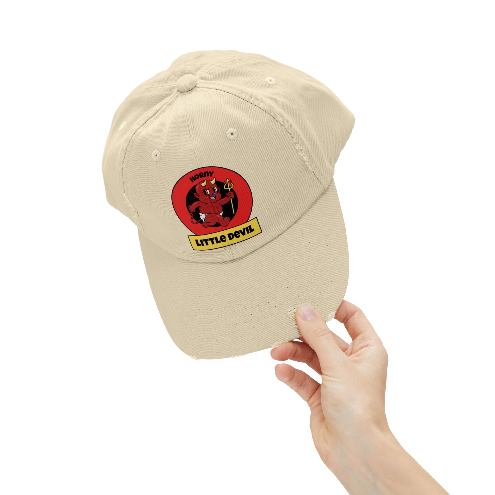 Horny Little Devil - Cotton Twill Distressed Baseball Cap