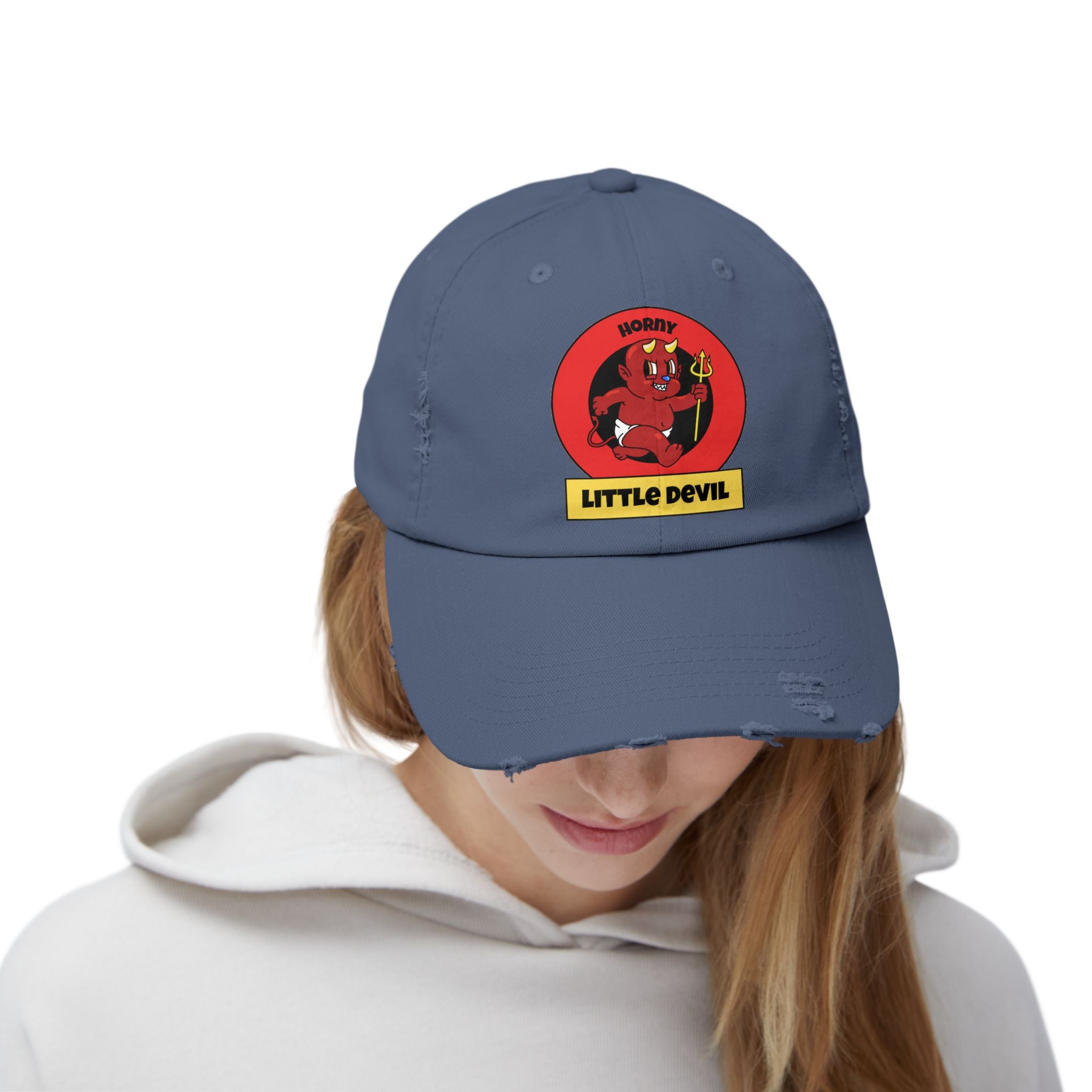 Horny Little Devil - Cotton Twill Distressed Baseball Cap