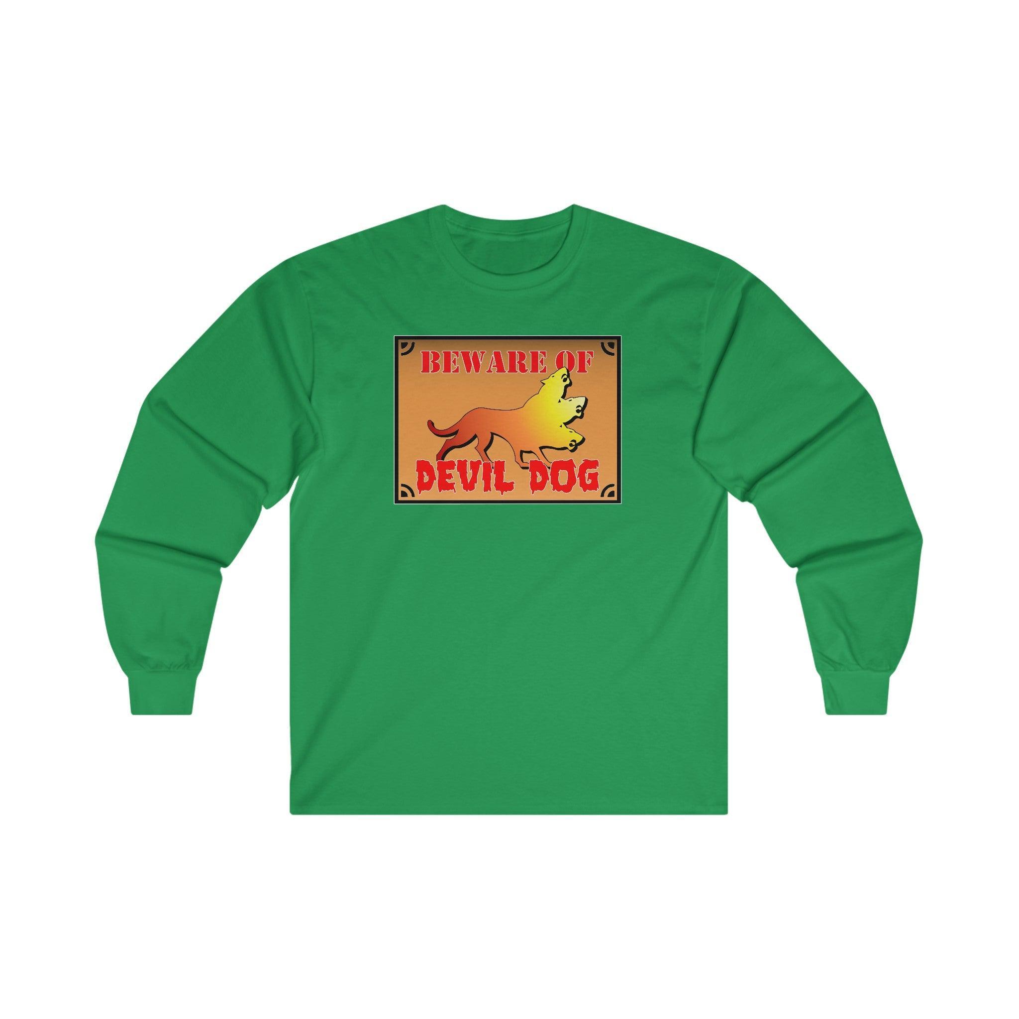 Beware of Devil Dog Sign - Long-Sleeve Tee - Witty Twisters Fashions