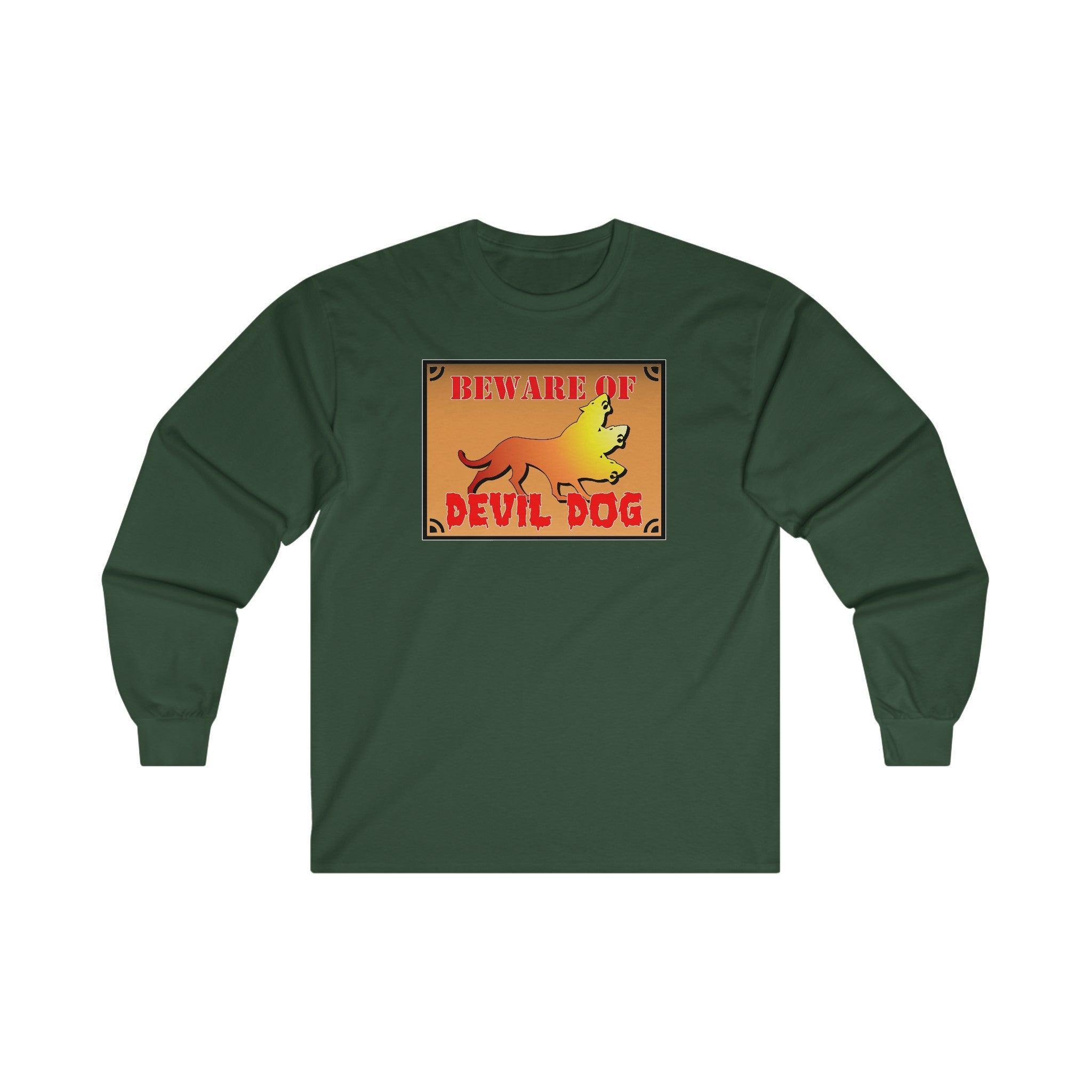 Beware of Devil Dog Sign - Long-Sleeve Tee - Witty Twisters Fashions