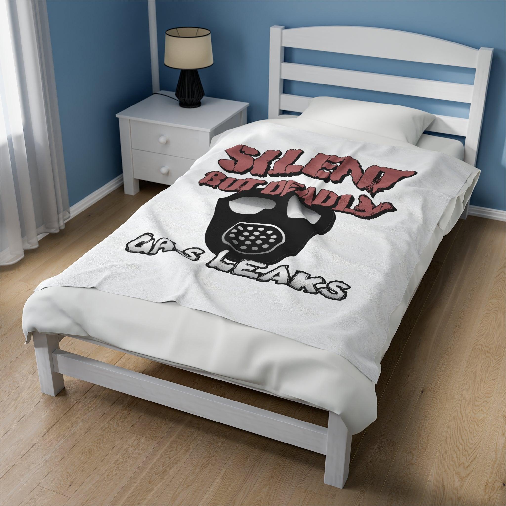 Silent But Deadly Gas Leaks - Velveteen Plush Blanket - Witty Twisters Fashions