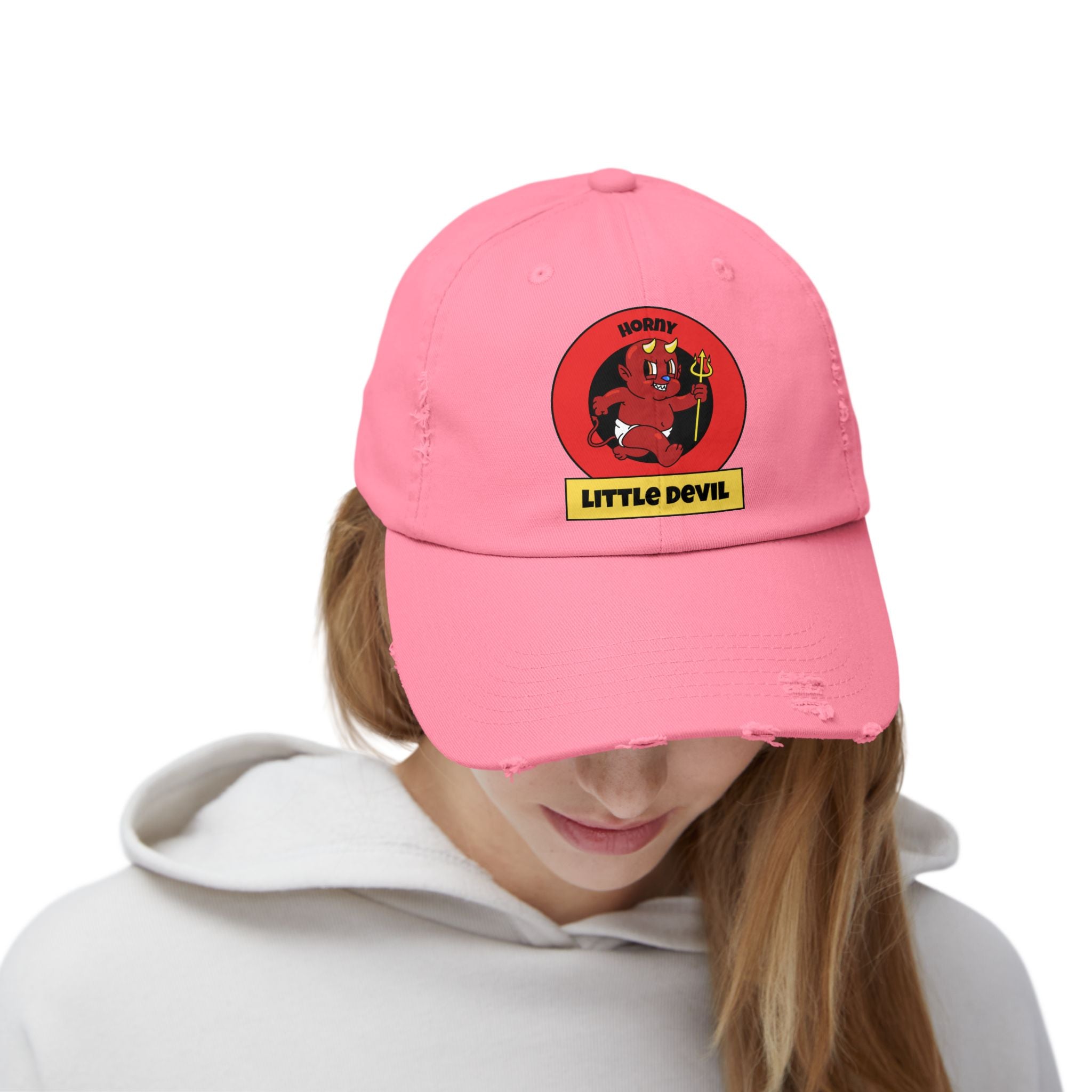 Horny Little Devil - Cotton Twill Distressed Baseball Cap