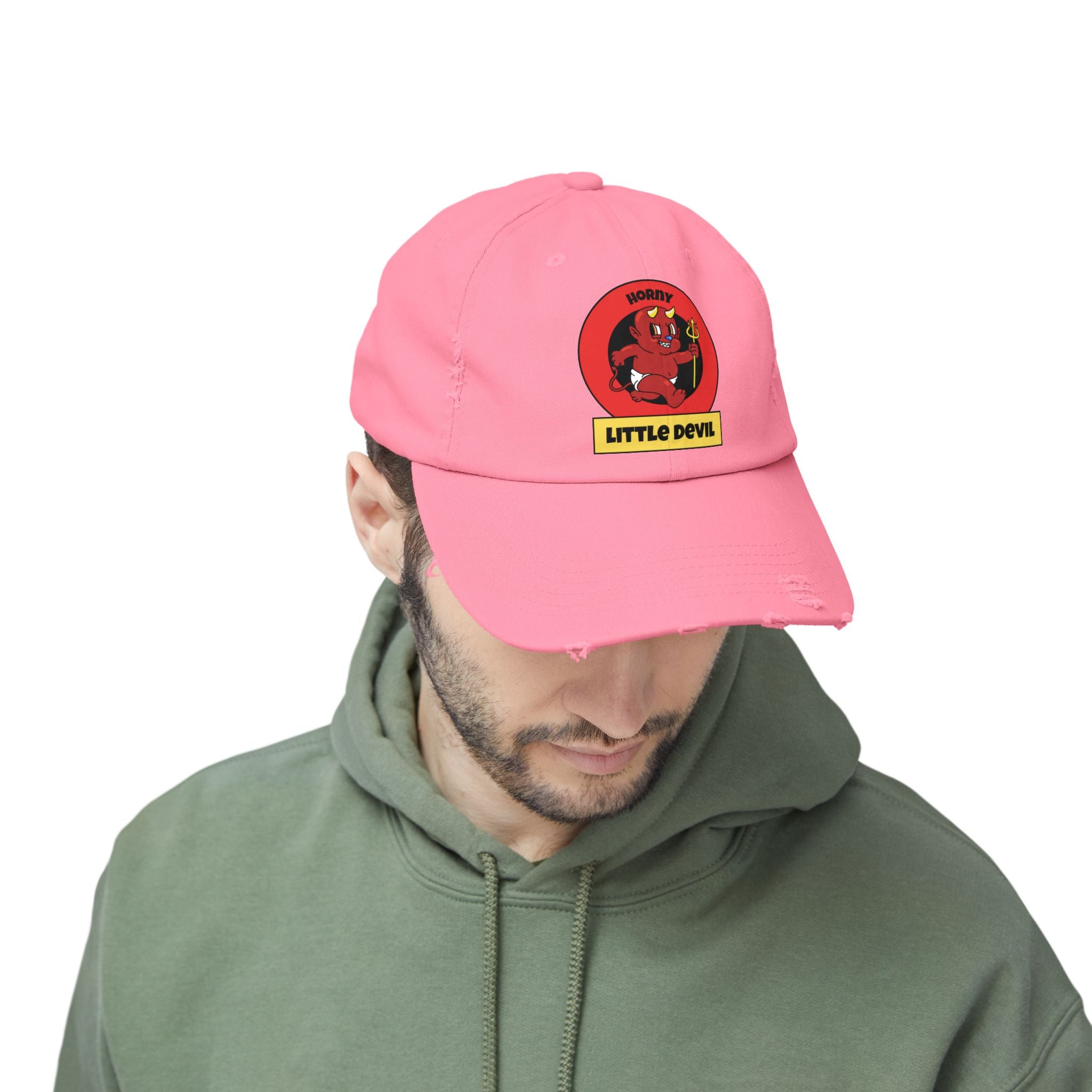 Horny Little Devil - Cotton Twill Distressed Baseball Cap