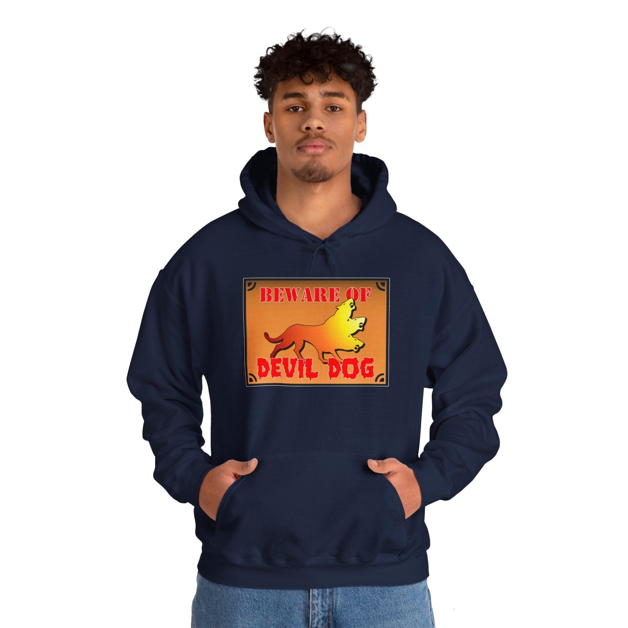 Beware Of Devil Dog Sign - Hoodie - Witty Twisters Fashions