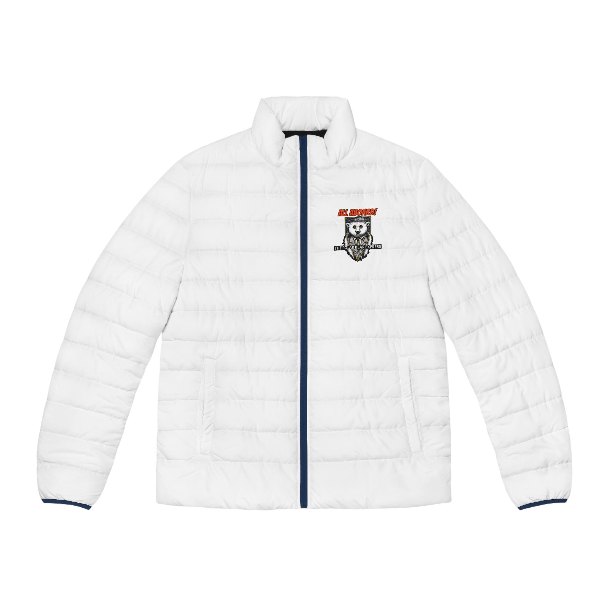 All Aboard! The Polar Bear Express - Men's Puffer Jacket