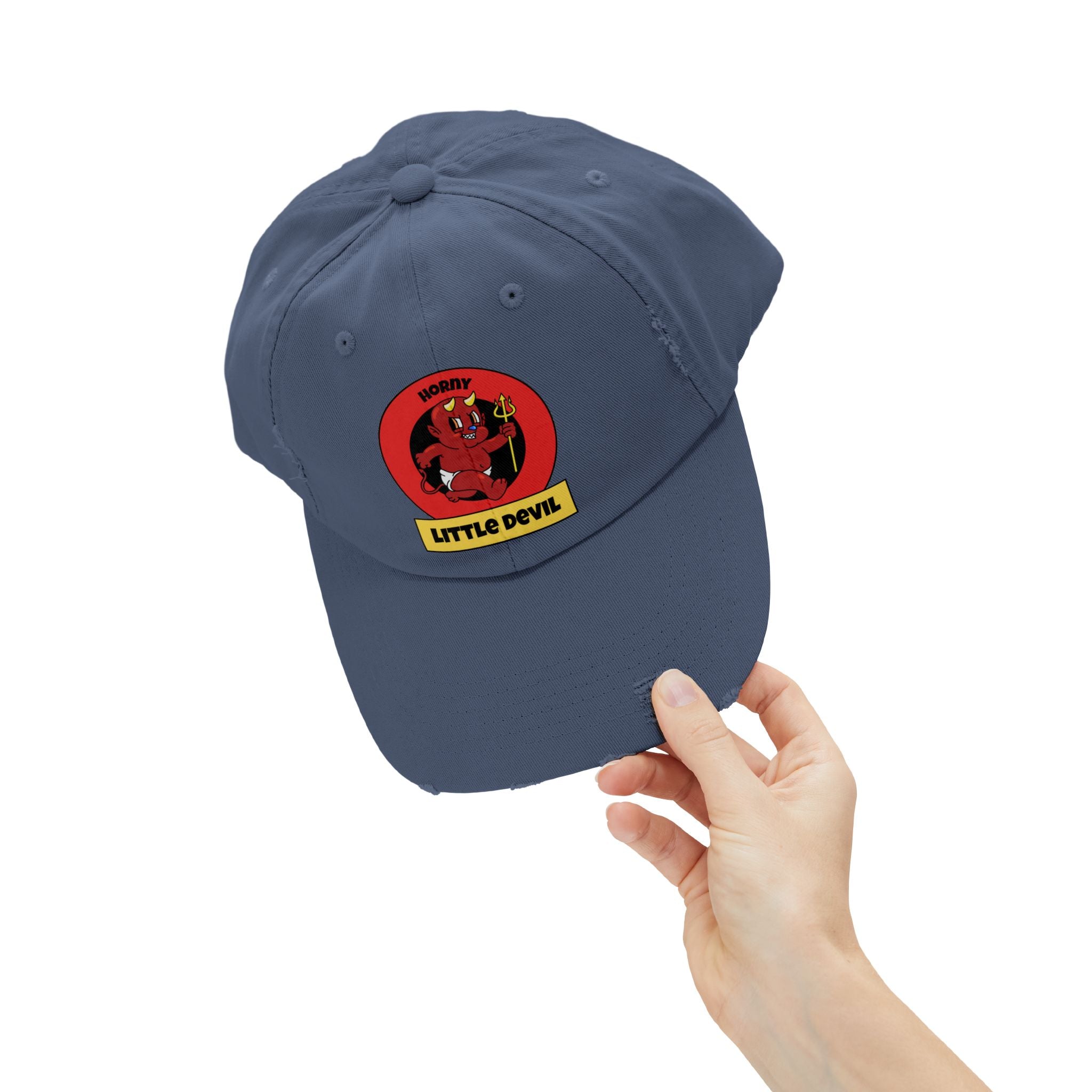 Horny Little Devil - Cotton Twill Distressed Baseball Cap