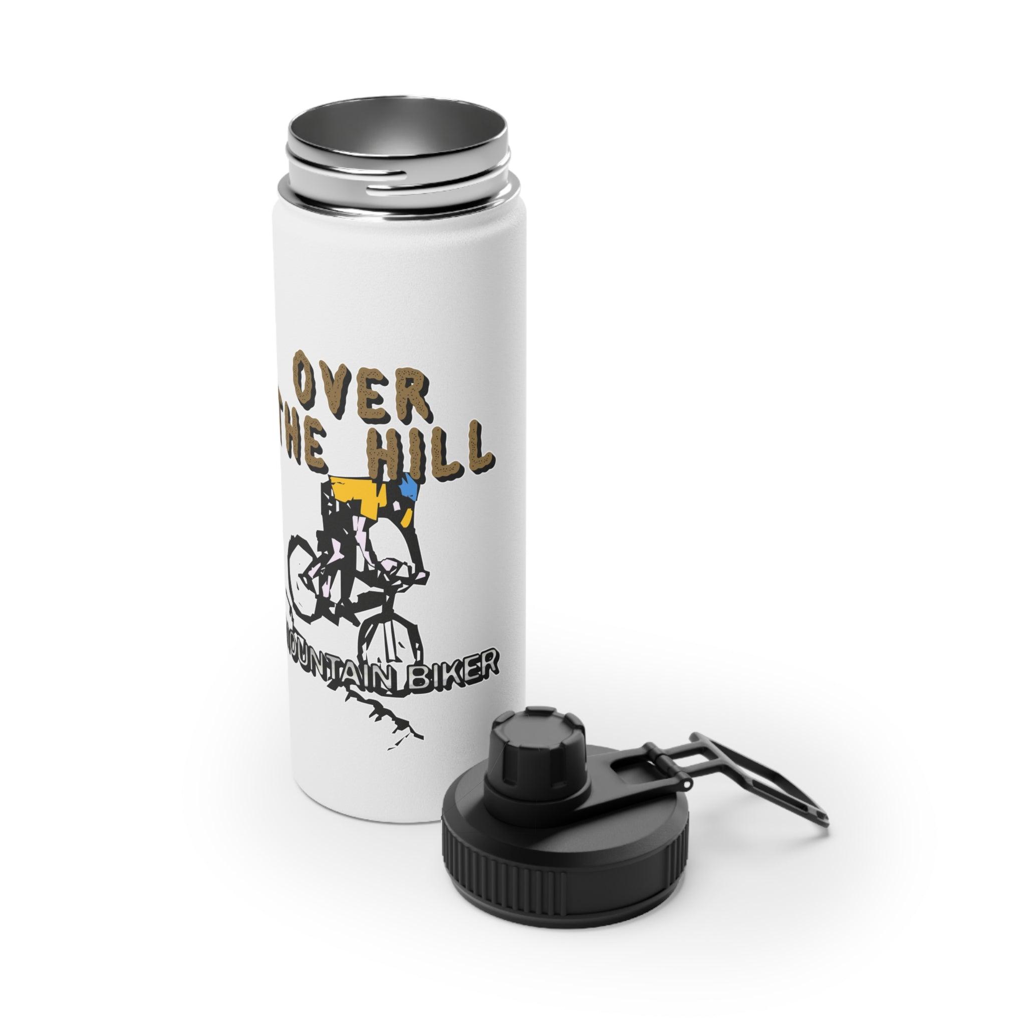 Over The Hill Mountain Biker - Stainless Steel Water Bottle with Sports Lid