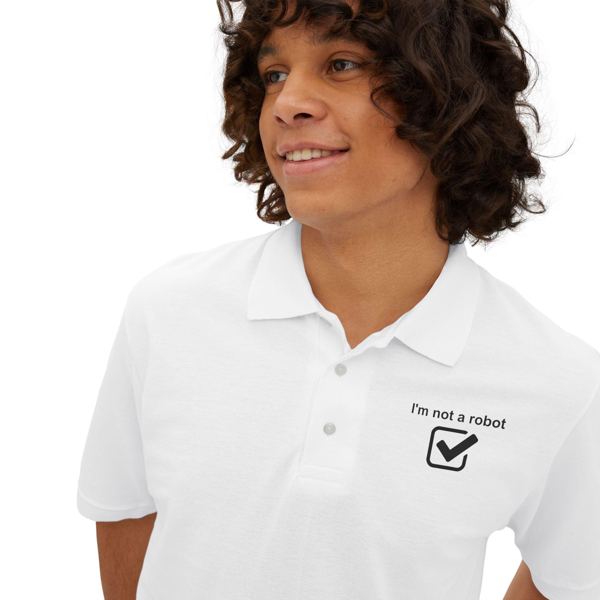 I'm Not A Robot - Men's Piqué Polo Shirt - Witty Twisters Fashions