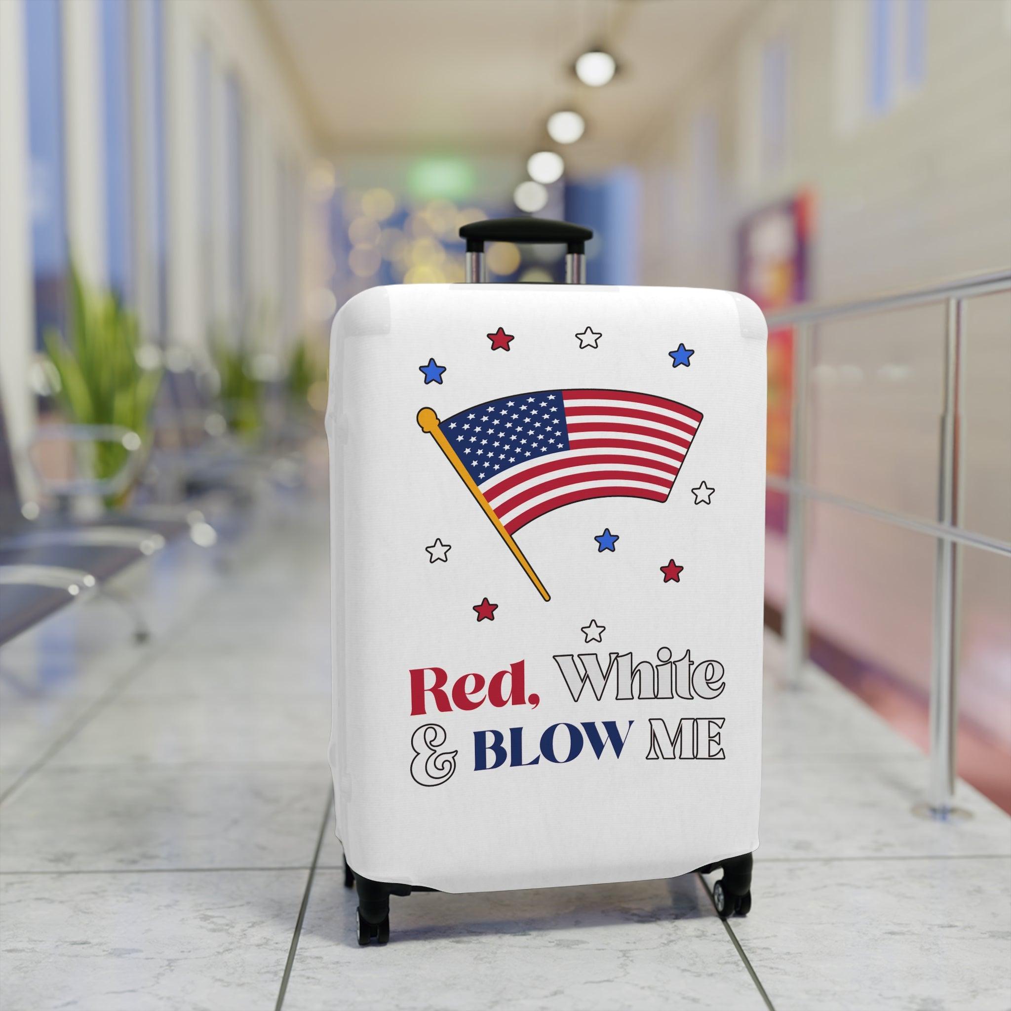 Red, white and blow me - Luggage Cover - Witty Twisters Fashions