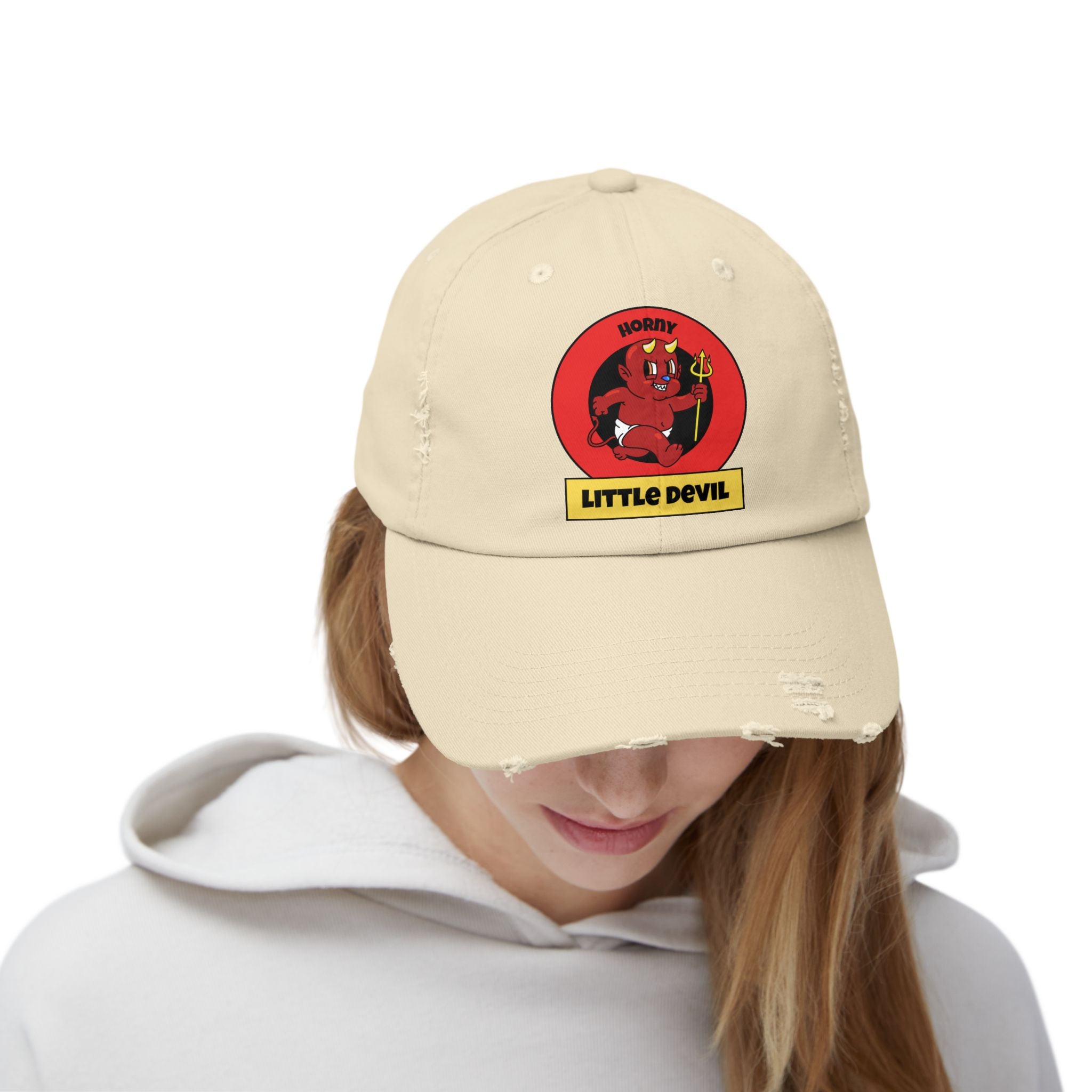 Horny Little Devil - Cotton Twill Distressed Baseball Cap