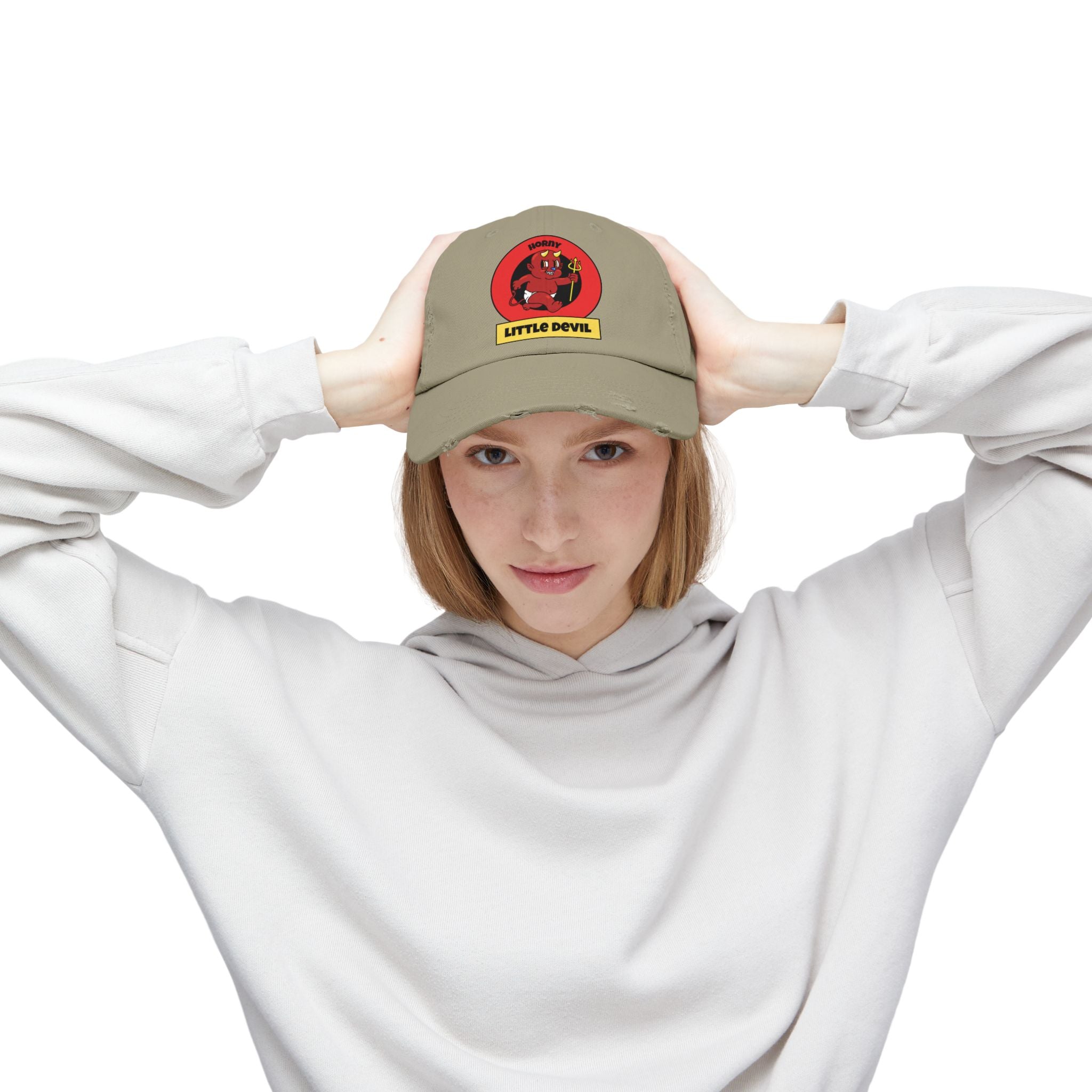 Horny Little Devil - Cotton Twill Distressed Baseball Cap