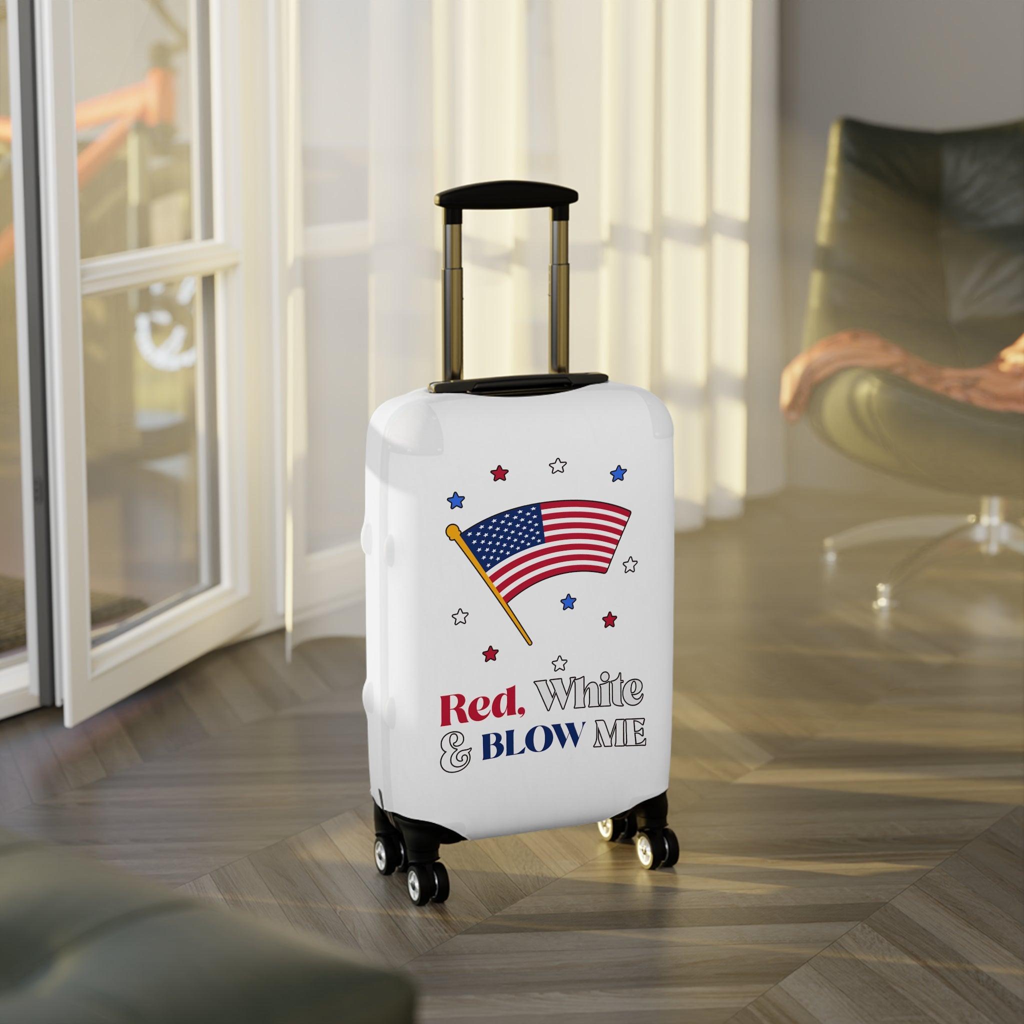 Red, white and blow me - Luggage Cover - Witty Twisters Fashions