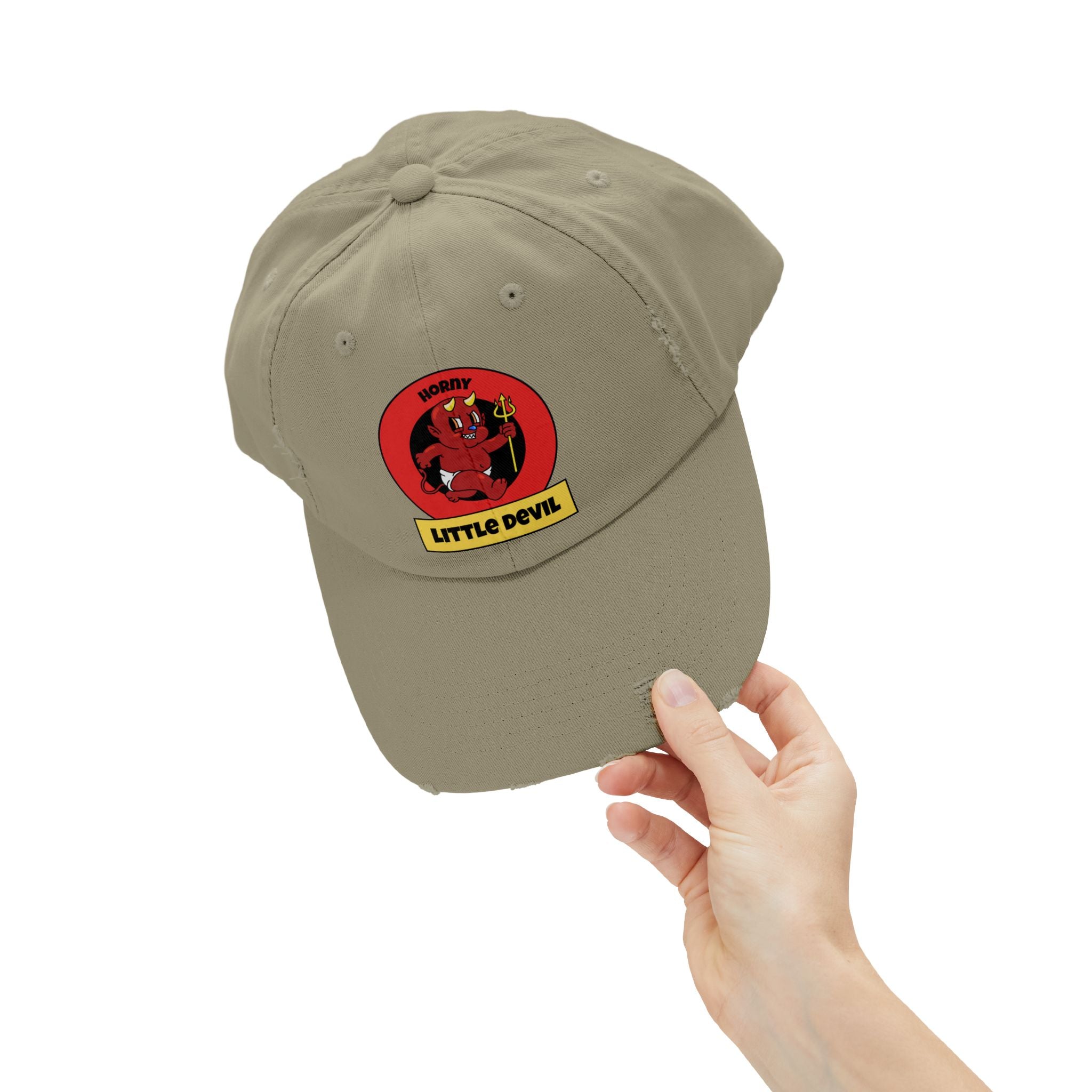 Horny Little Devil - Cotton Twill Distressed Baseball Cap