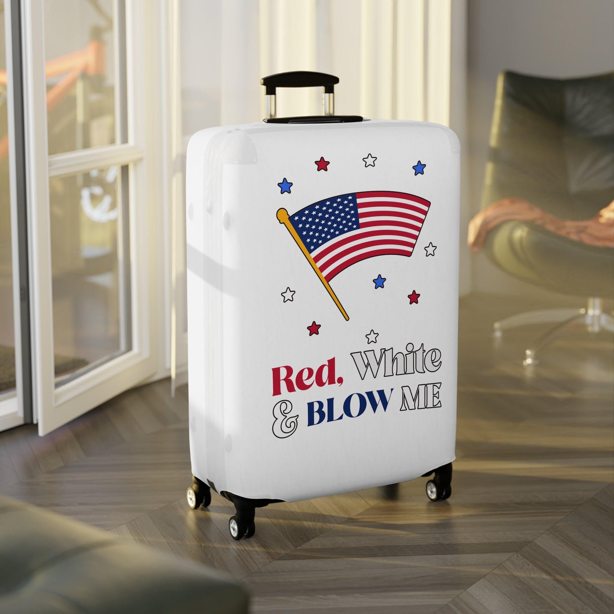 Red, white and blow me - Luggage Cover - Witty Twisters Fashions