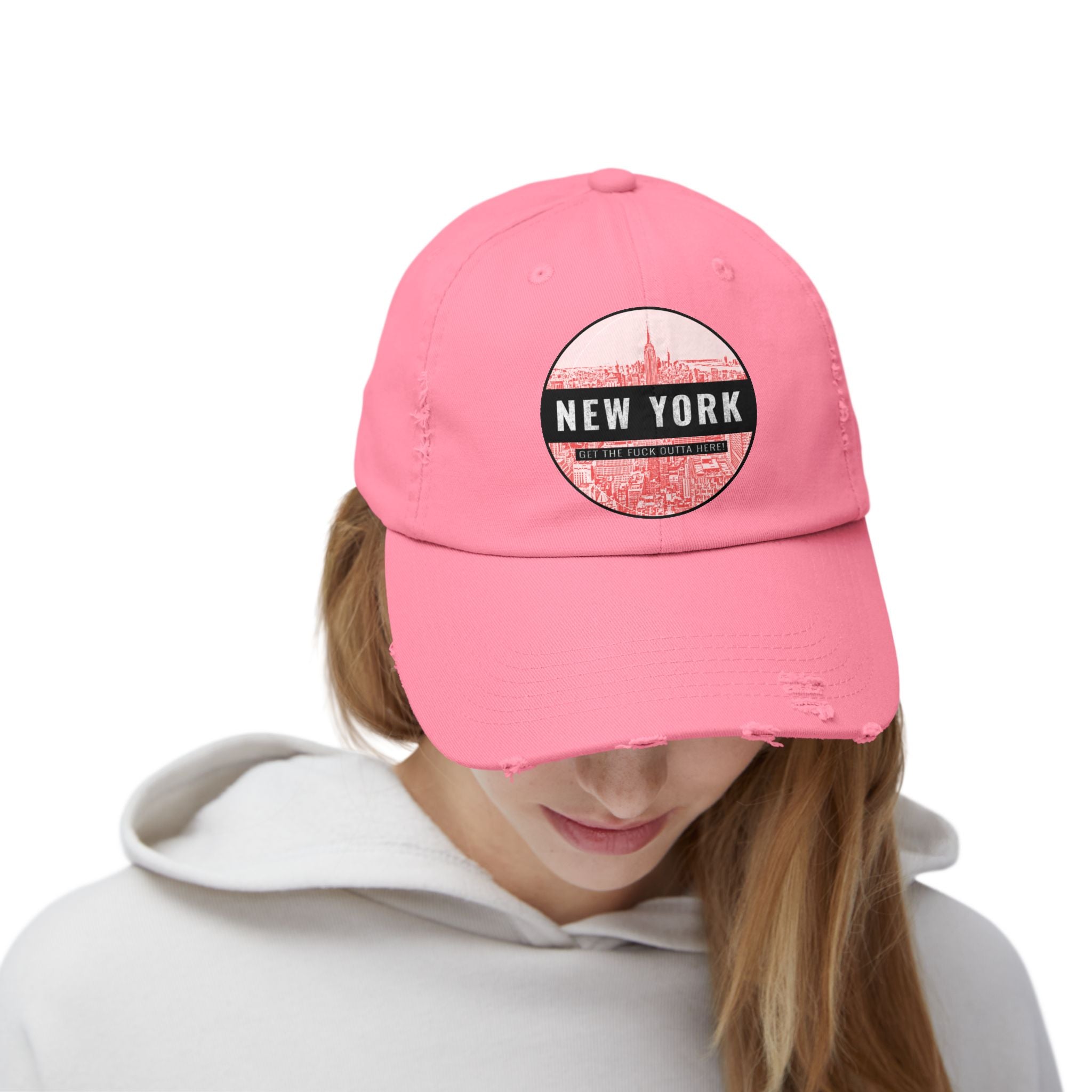 New York Get The Fuck Outta Here! - Cotton Twill Distressed Baseball Cap