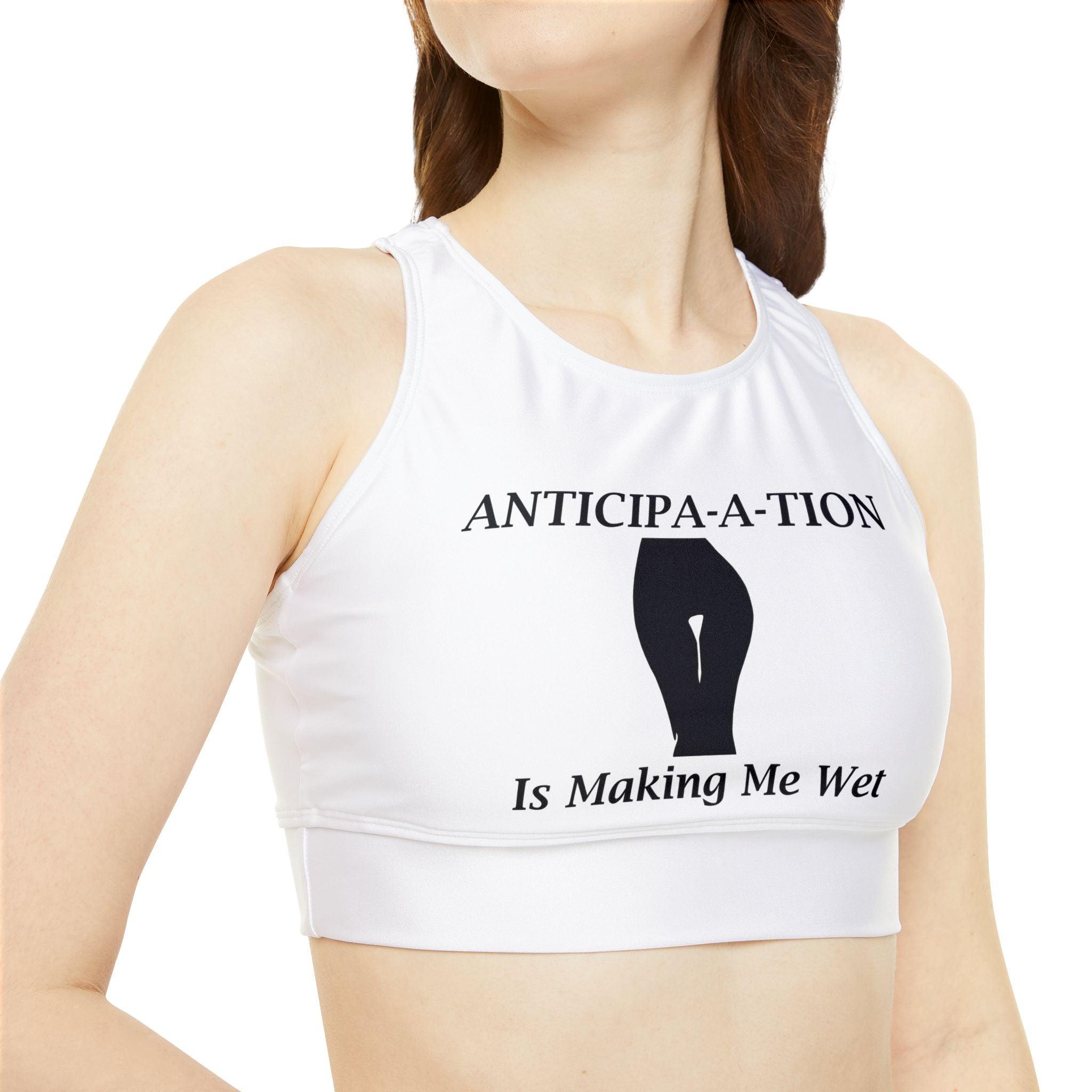 Anticipa-a-tion Is Making Me Wet - High-Neck Crop Bikini Top - Witty Twisters Fashions