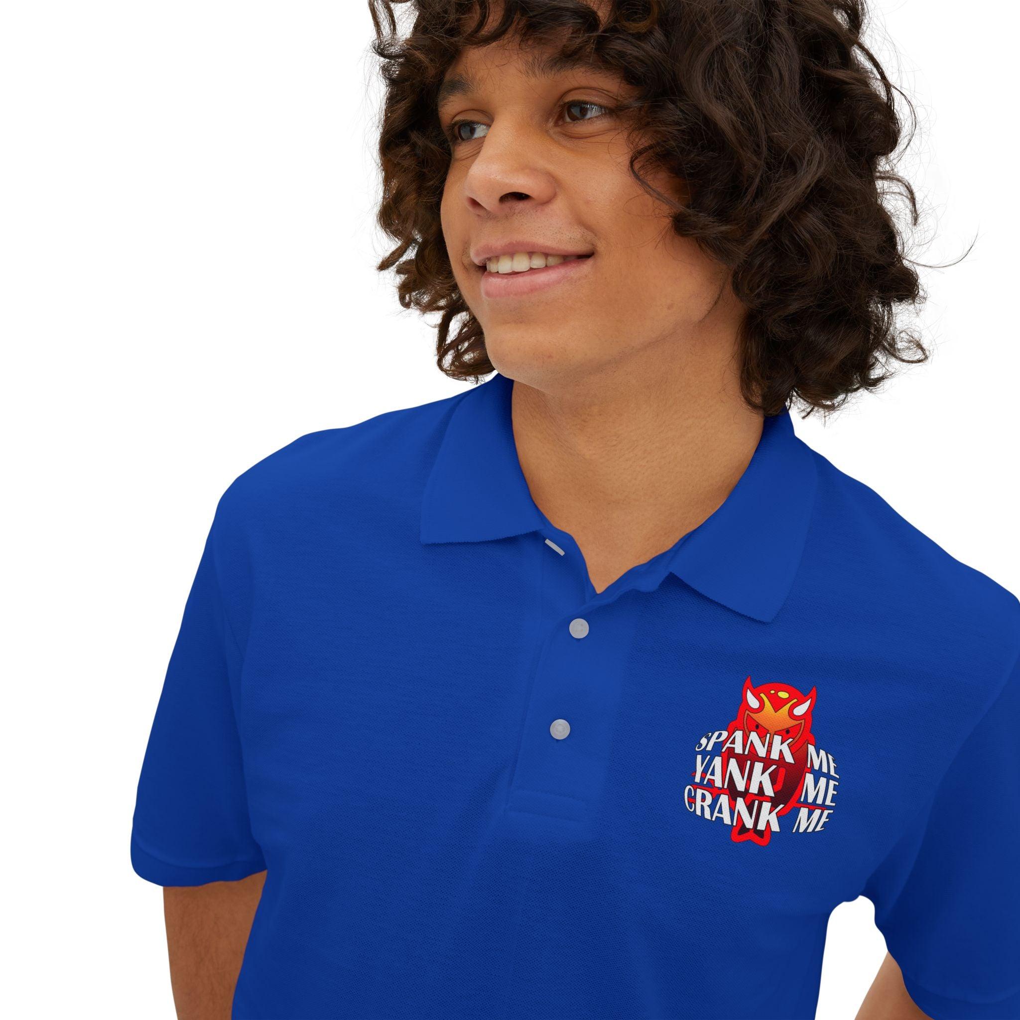 Spank Me Yank Me Crank Me - Men's Piqué Polo Shirt - Witty Twisters Fashions