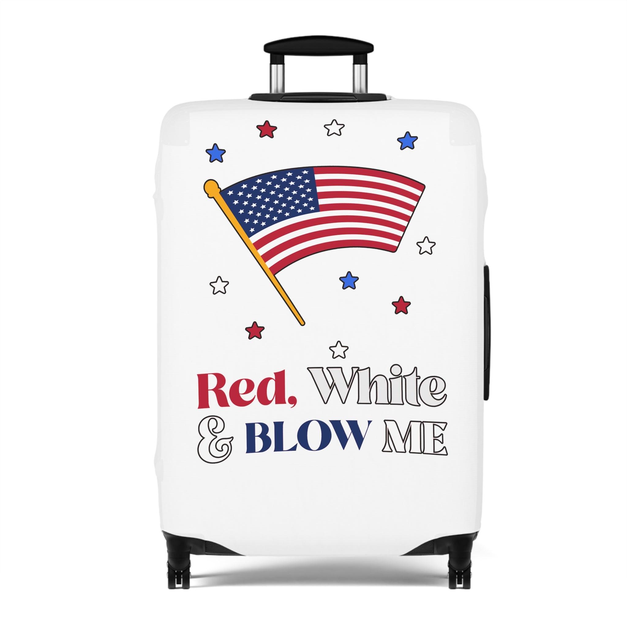 Red, white and blow me - Luggage Cover - Witty Twisters Fashions