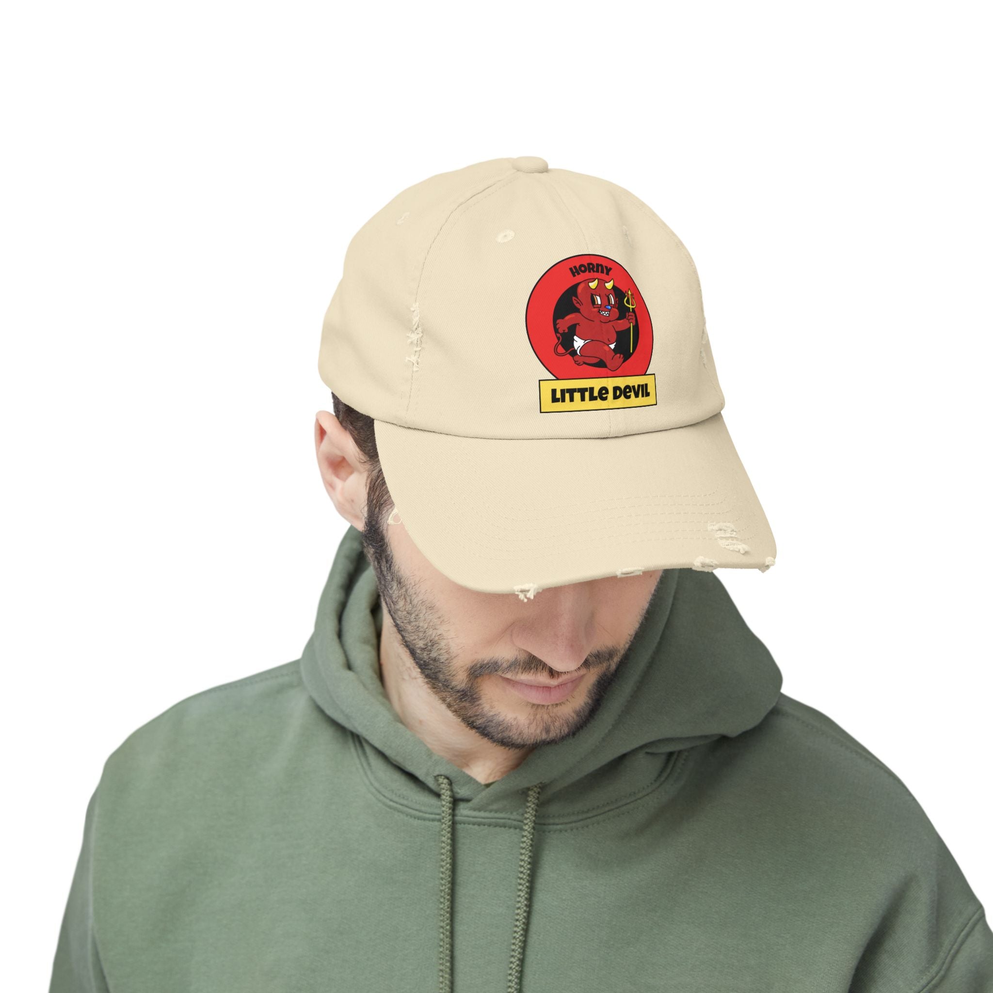 Horny Little Devil - Cotton Twill Distressed Baseball Cap