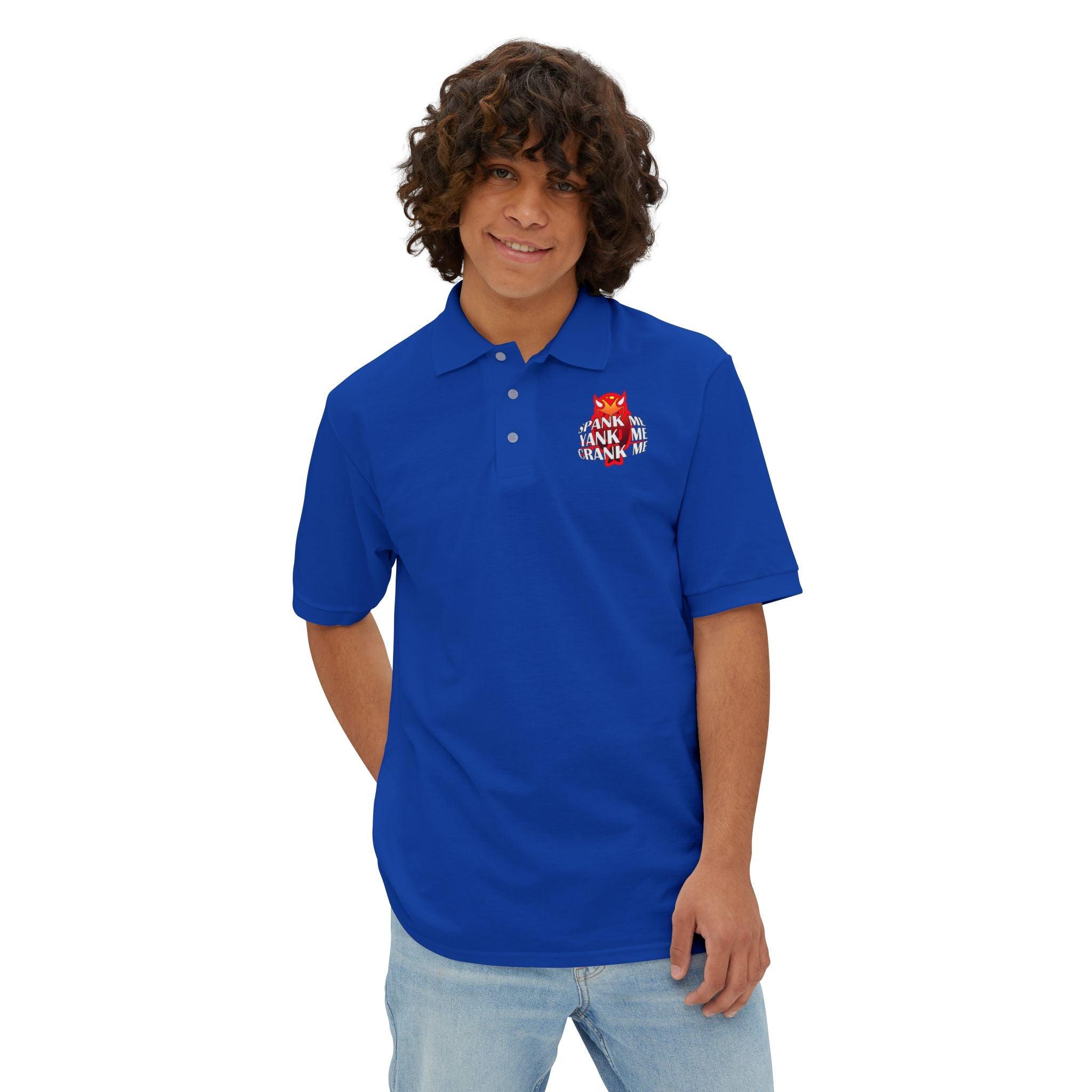 Spank Me Yank Me Crank Me - Men's Piqué Polo Shirt - Witty Twisters Fashions