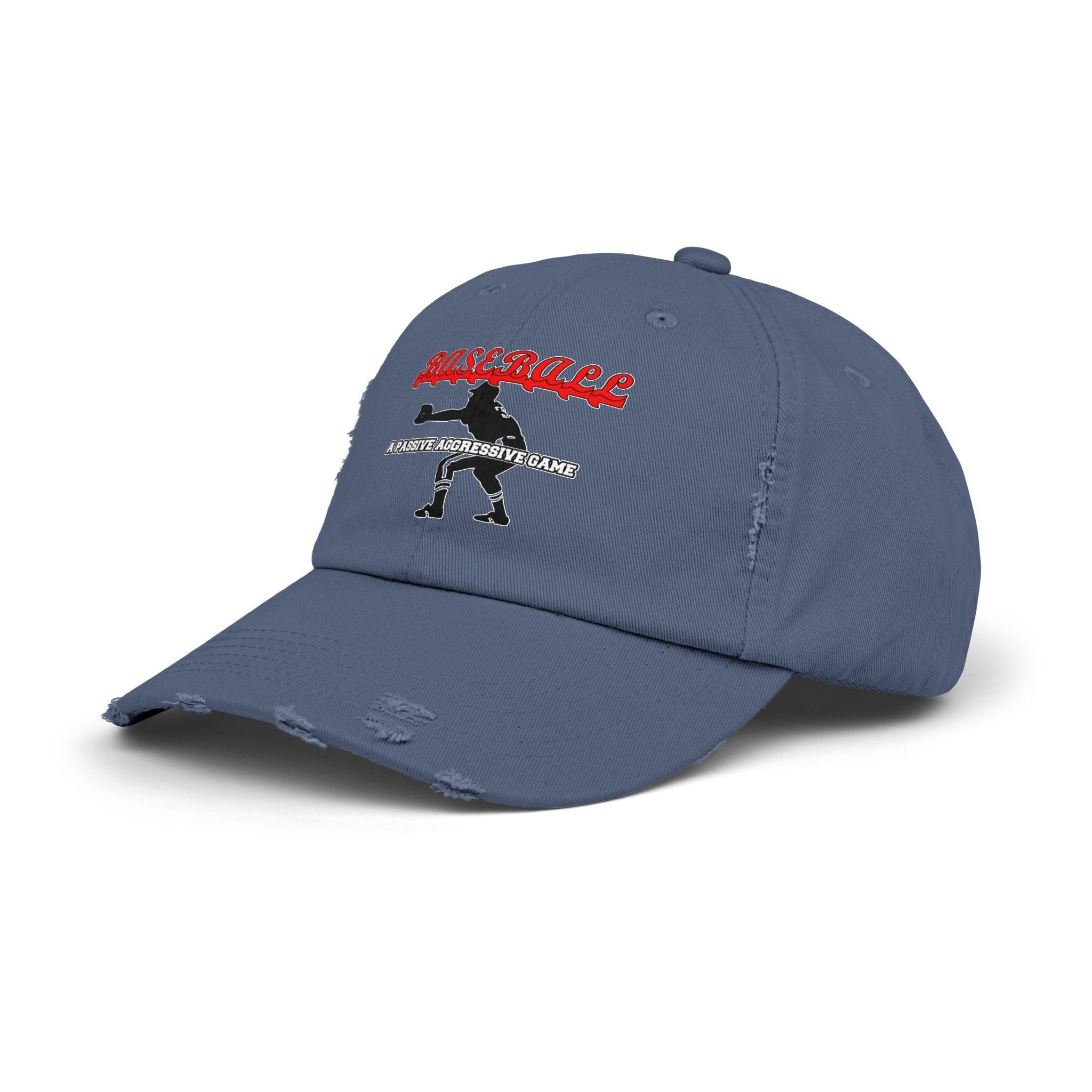 Baseball A passive aggressive game - Cotton Twill Distressed Baseball Cap - Witty Twisters Fashions