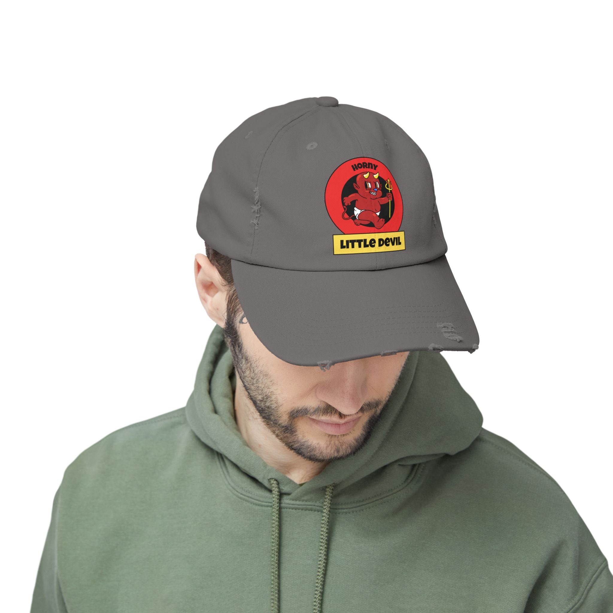 Horny Little Devil - Cotton Twill Distressed Baseball Cap