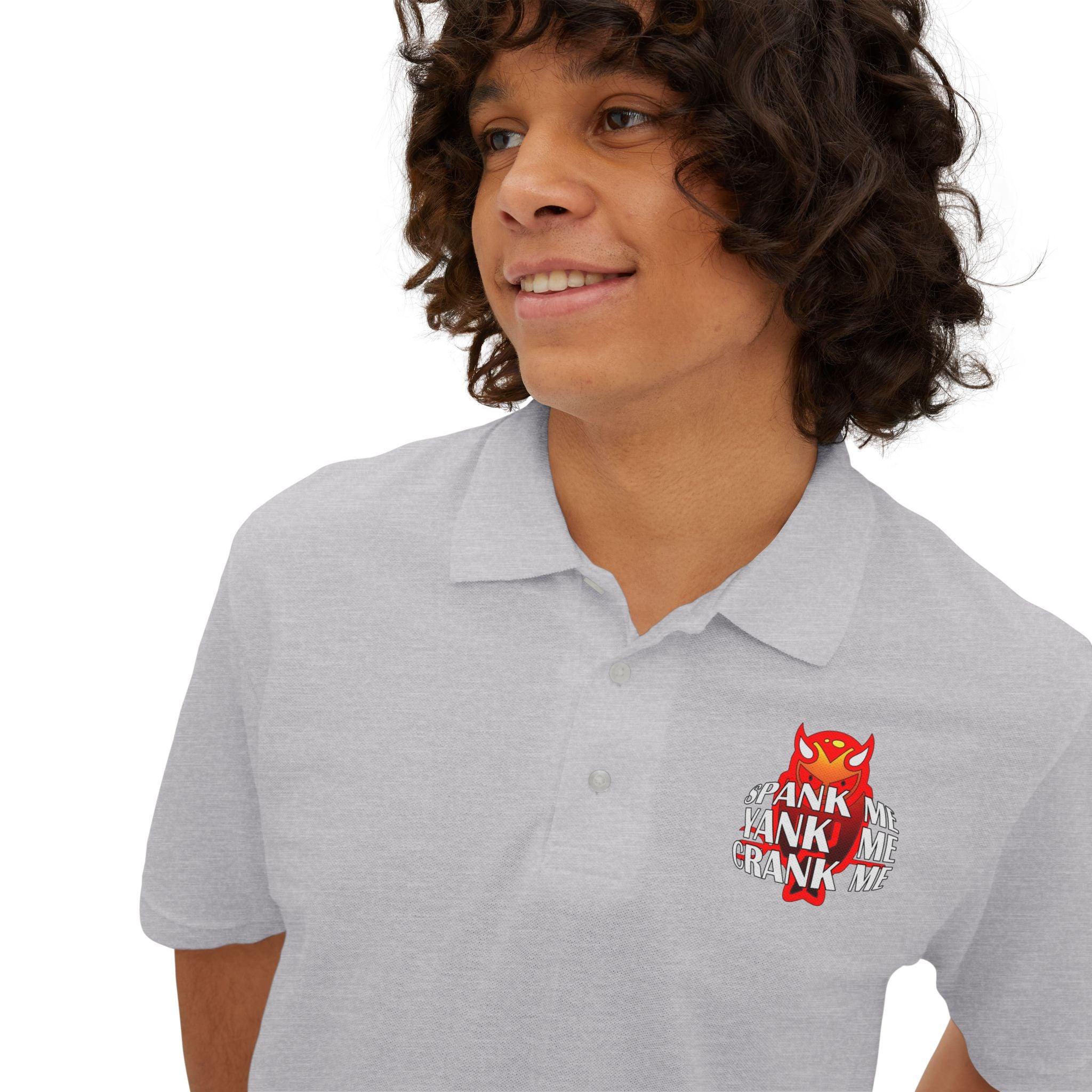 Spank Me Yank Me Crank Me - Men's Piqué Polo Shirt - Witty Twisters Fashions