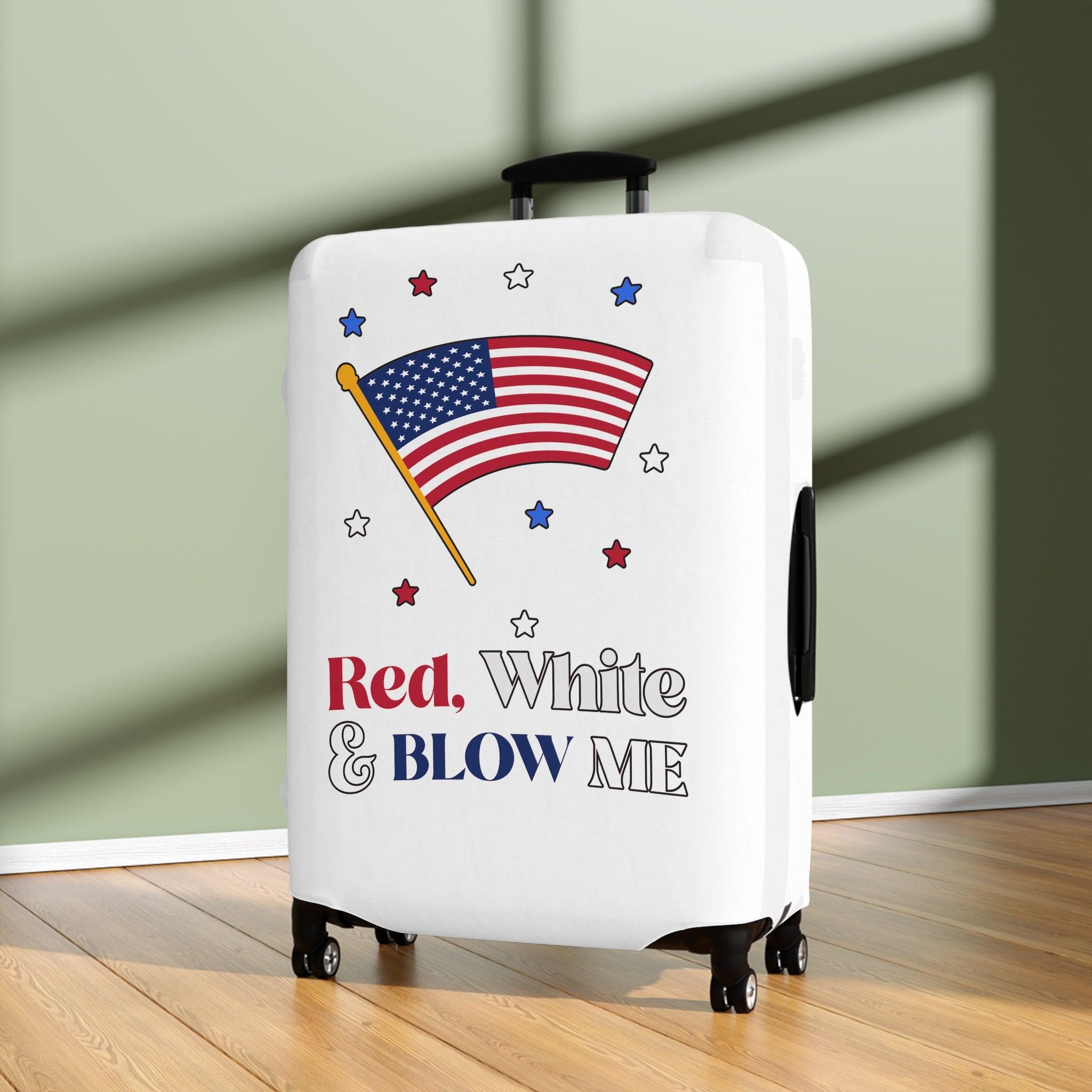 Red, white and blow me - Luggage Cover - Witty Twisters Fashions