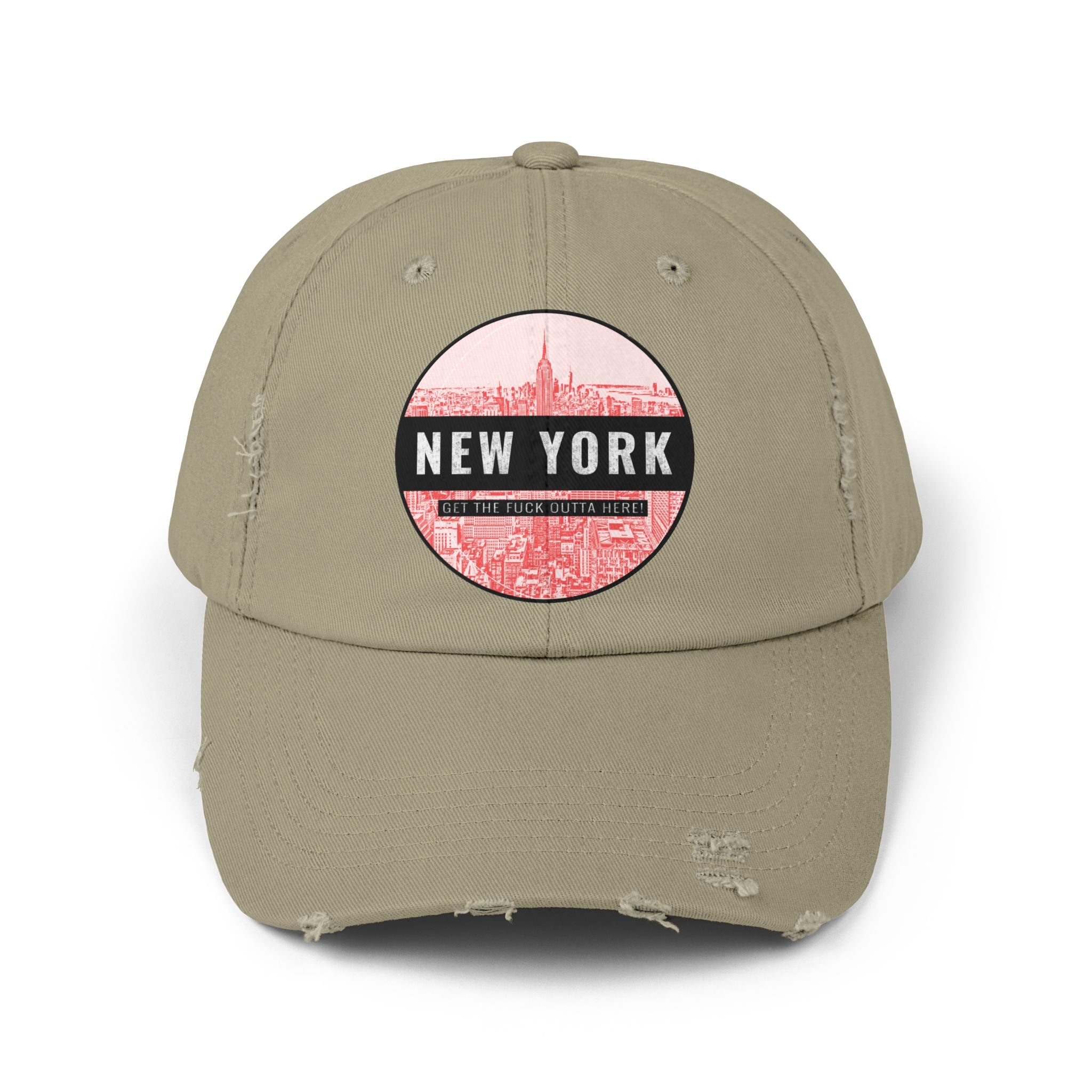 New York Get The Fuck Outta Here! - Cotton Twill Distressed Baseball Cap