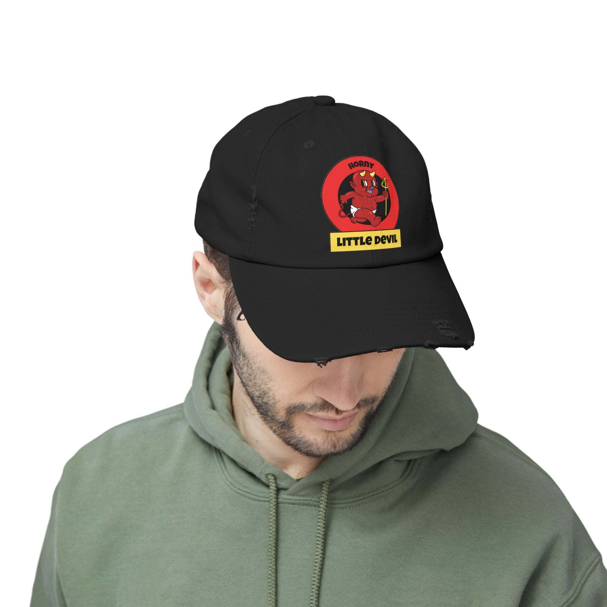 Horny Little Devil - Cotton Twill Distressed Baseball Cap