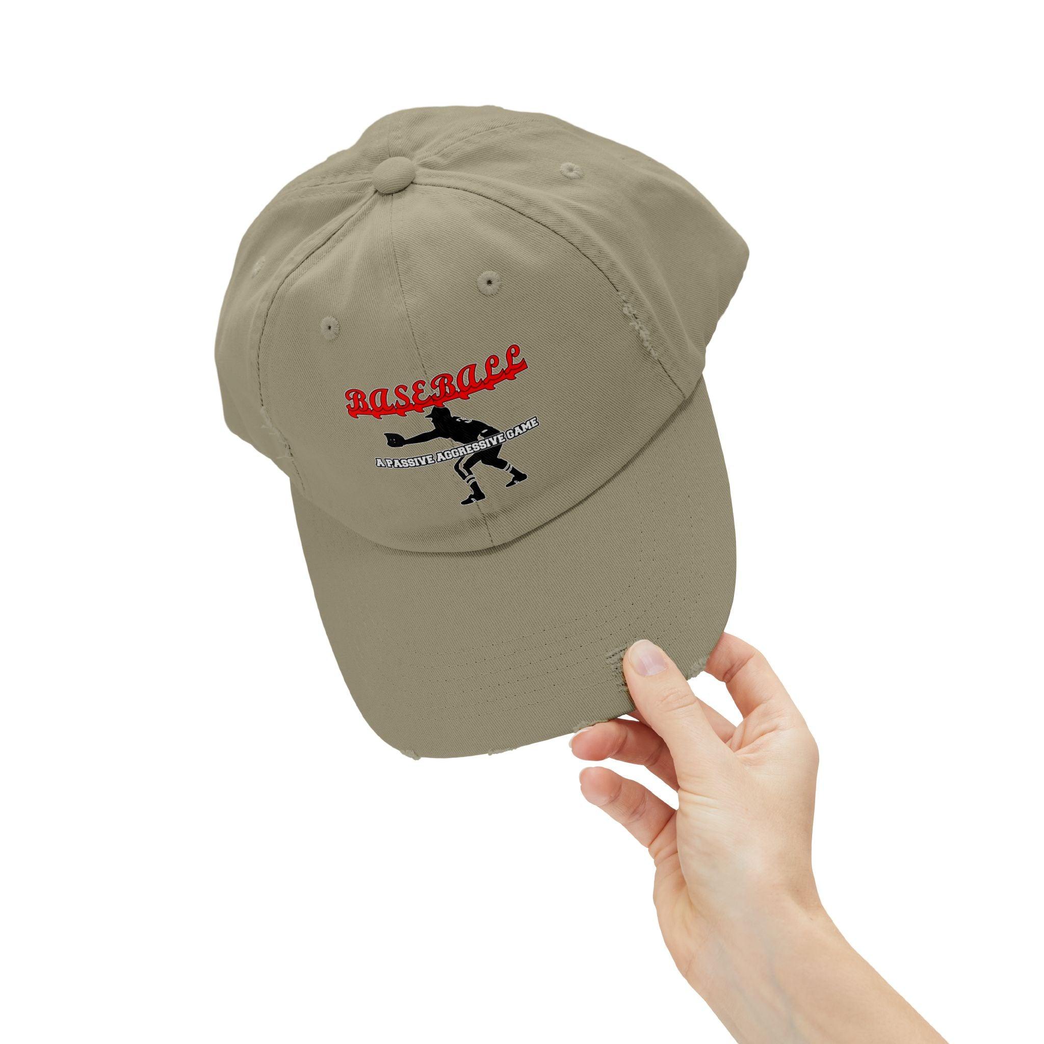 Baseball A passive aggressive game - Cotton Twill Distressed Baseball Cap - Witty Twisters Fashions