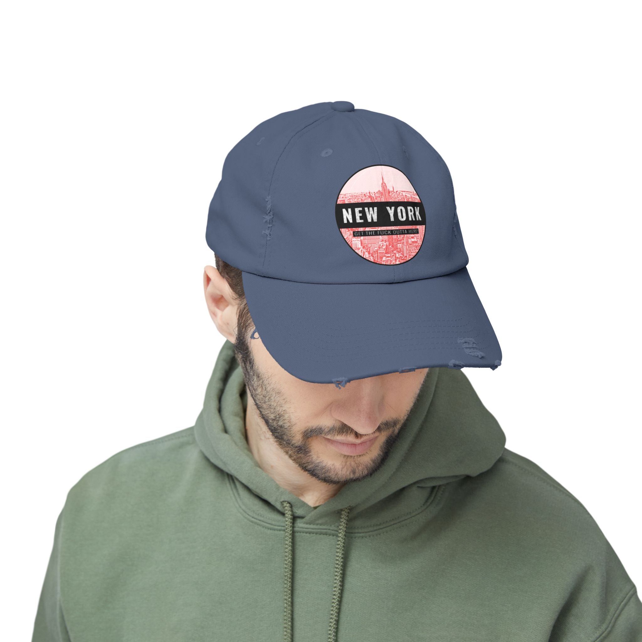 New York Get The Fuck Outta Here! - Cotton Twill Distressed Baseball Cap