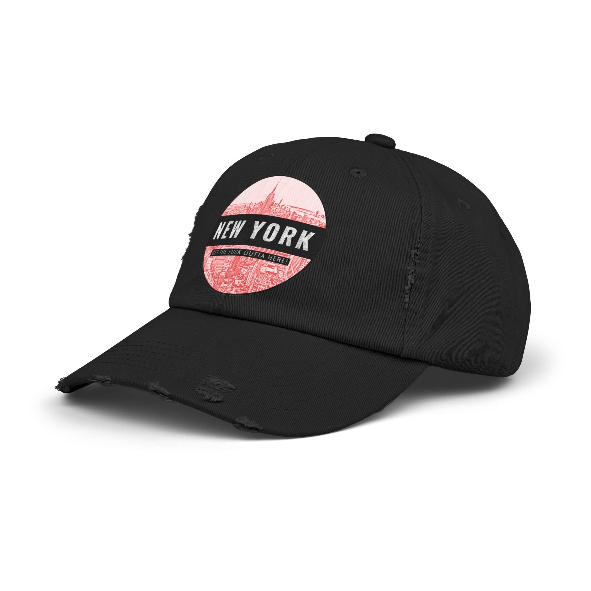 New York Get The Fuck Outta Here! - Cotton Twill Distressed Baseball Cap