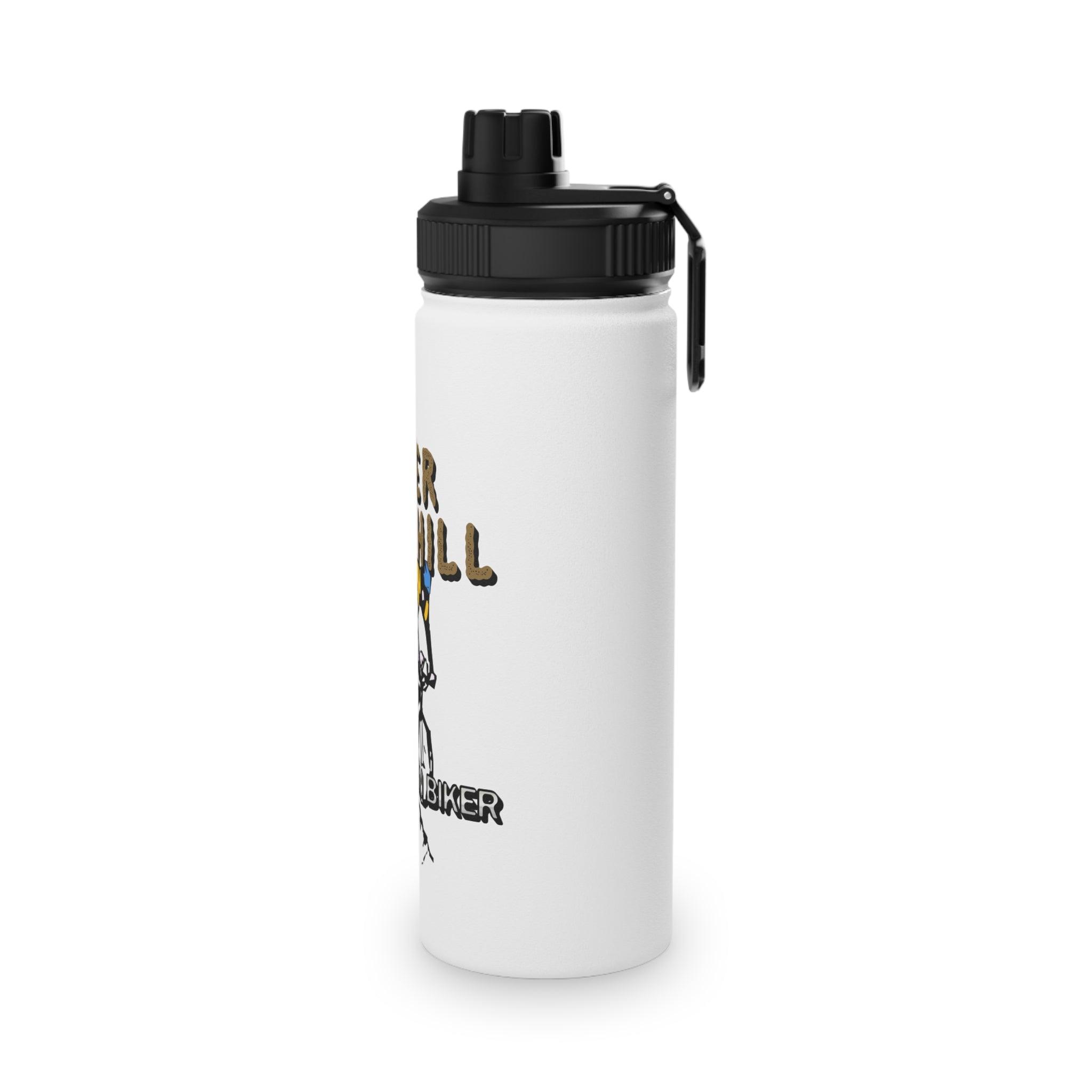 Over The Hill Mountain Biker - Stainless Steel Water Bottle with Sports Lid