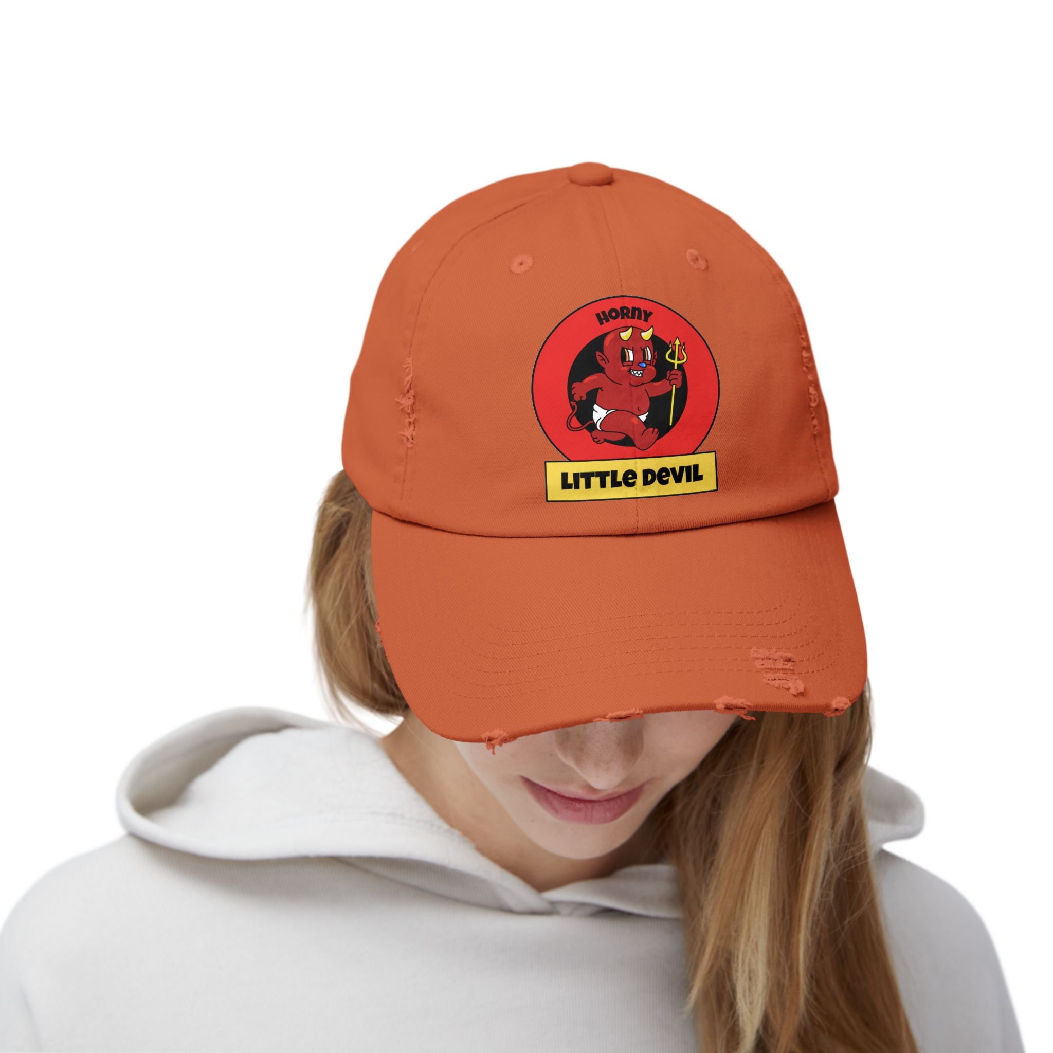 Horny Little Devil - Cotton Twill Distressed Baseball Cap