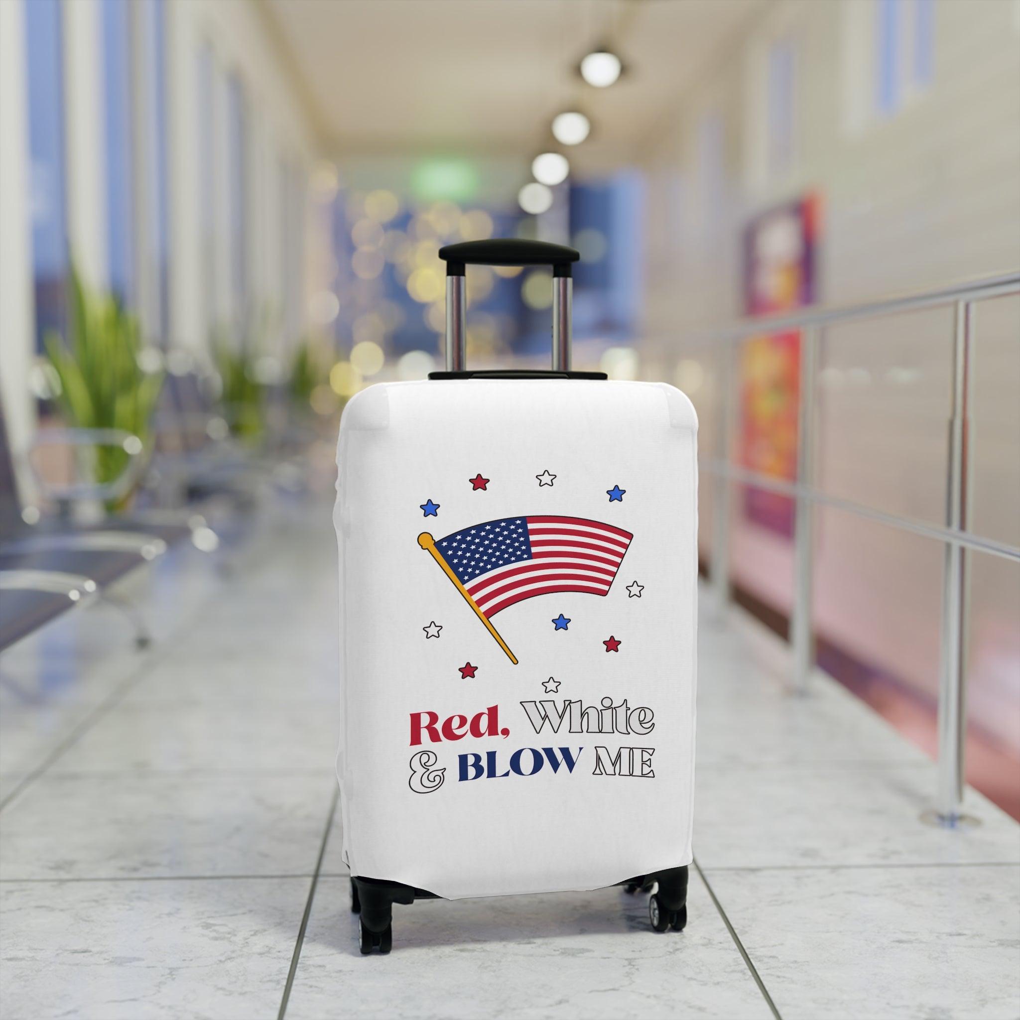 Red, white and blow me - Luggage Cover - Witty Twisters Fashions