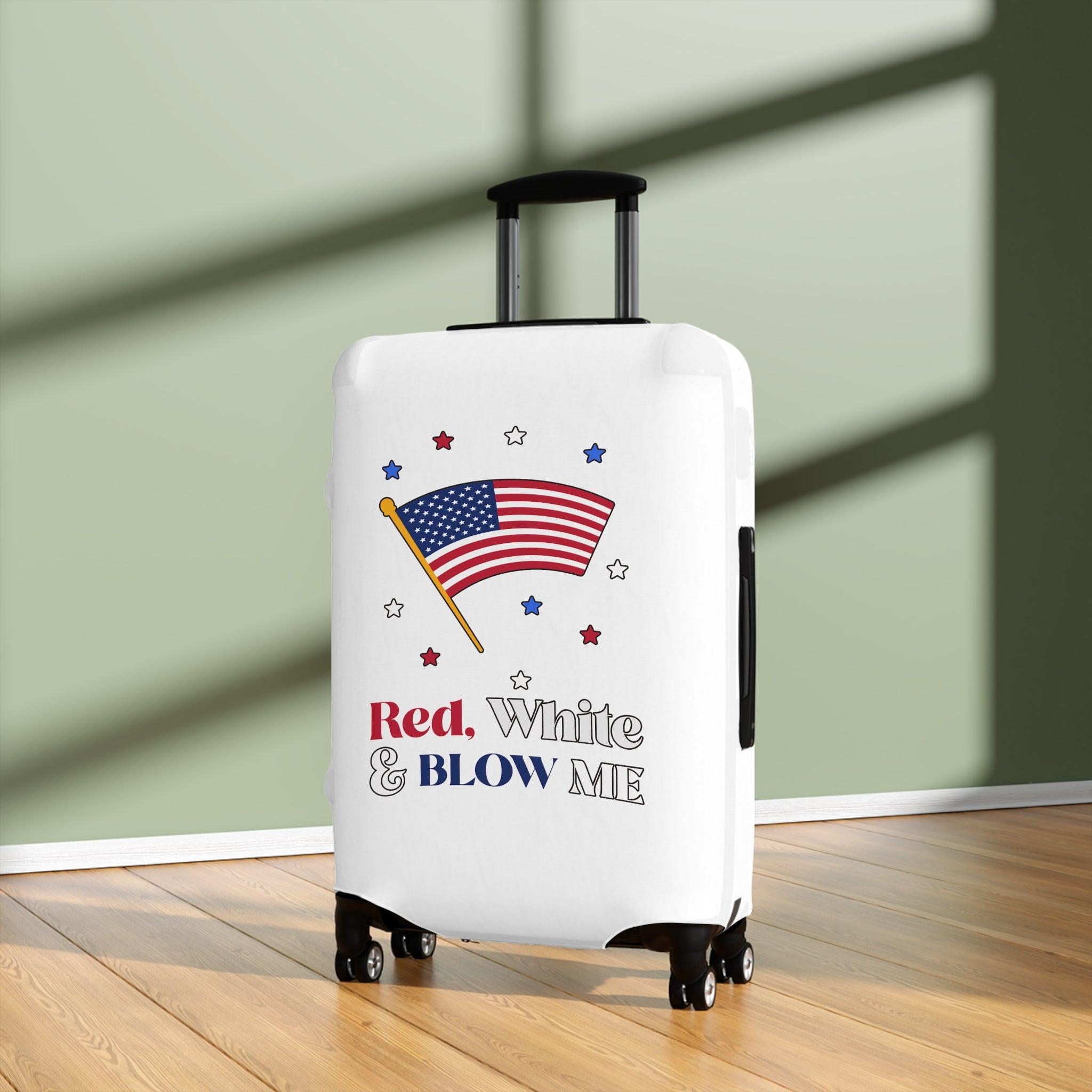 Red, white and blow me - Luggage Cover - Witty Twisters Fashions