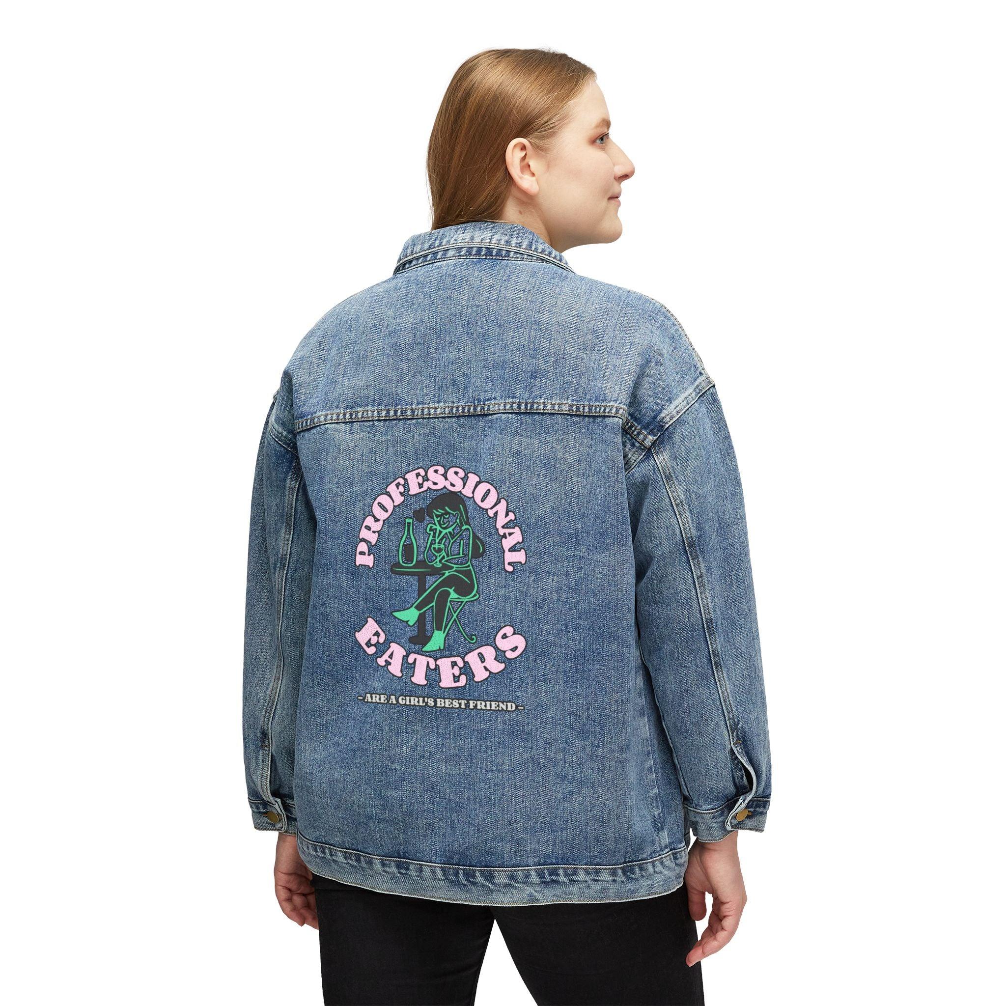 Professional eaters are a girl's best friend - Women's Denim Jean Jacket - Witty Twisters Fashions