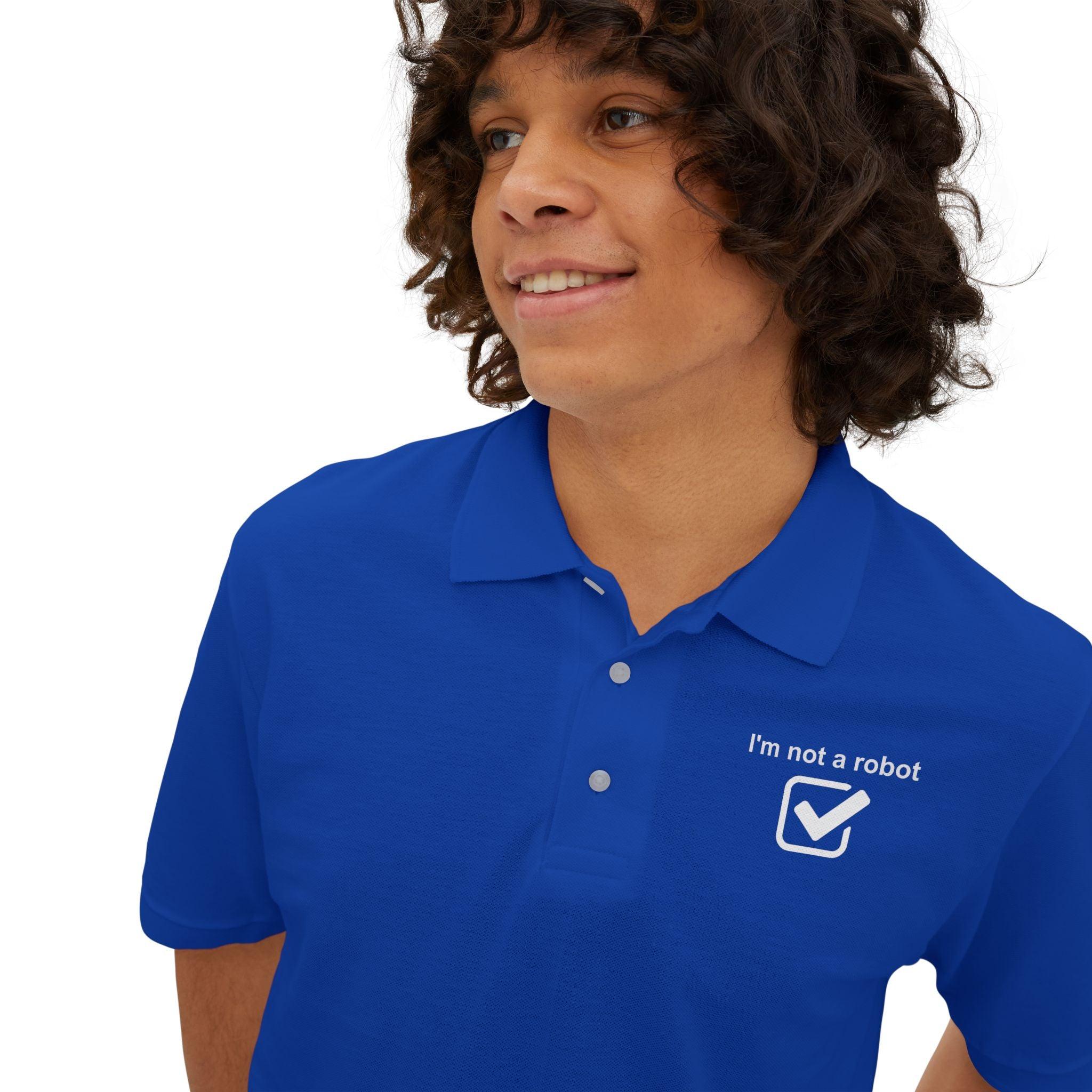 I'm Not A Robot - Men's Piqué Polo Shirt - Witty Twisters Fashions