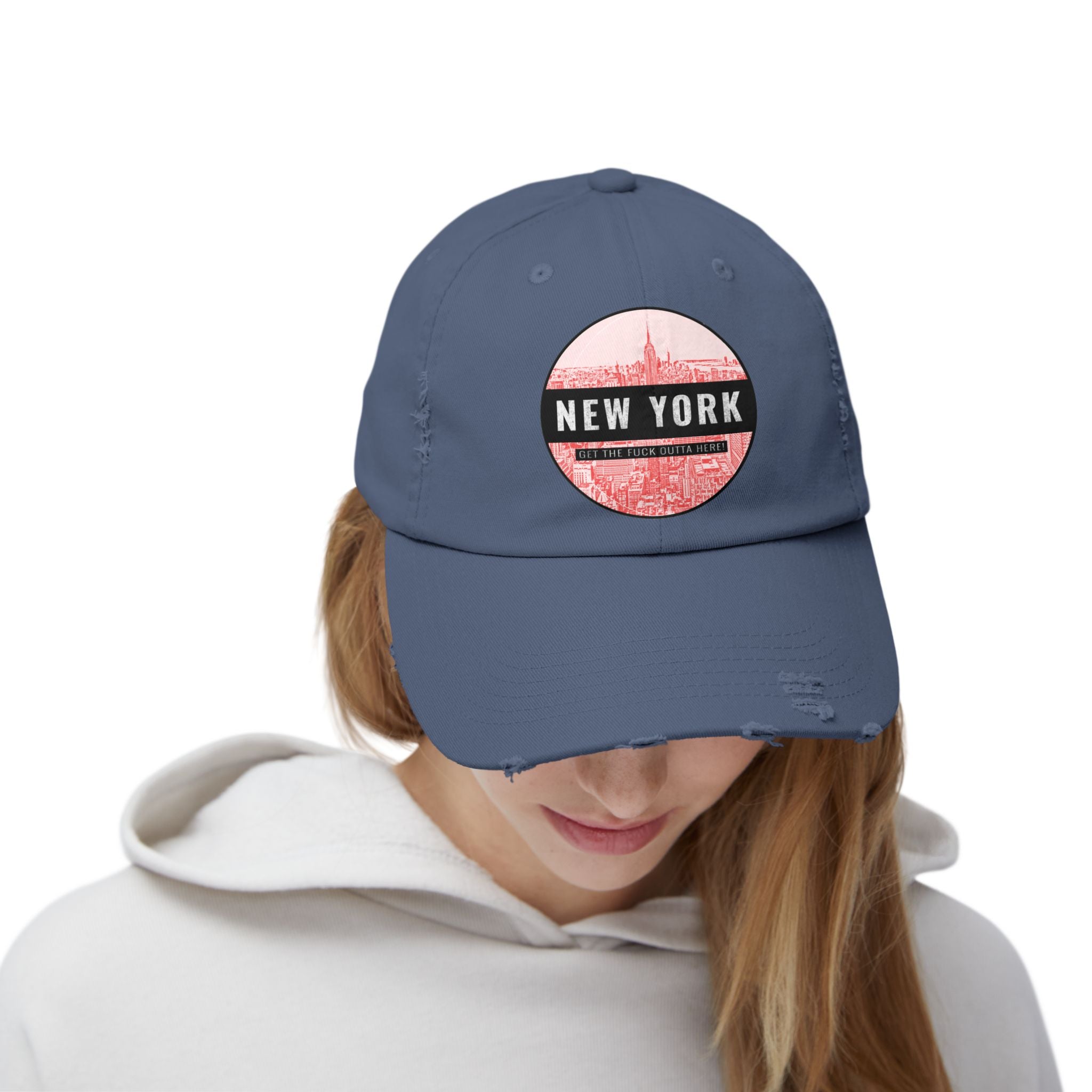 New York Get The Fuck Outta Here! - Cotton Twill Distressed Baseball Cap