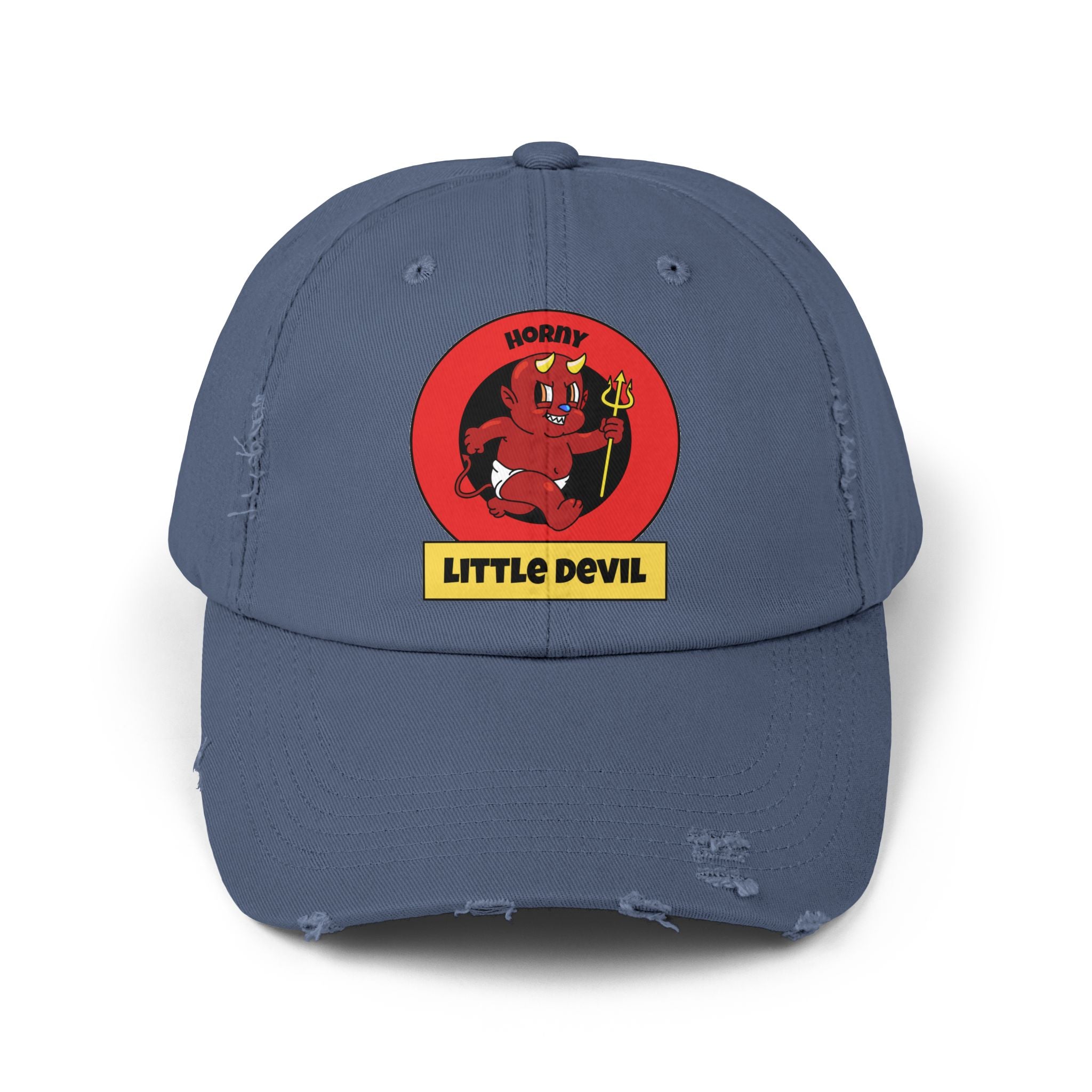 Horny Little Devil - Cotton Twill Distressed Baseball Cap