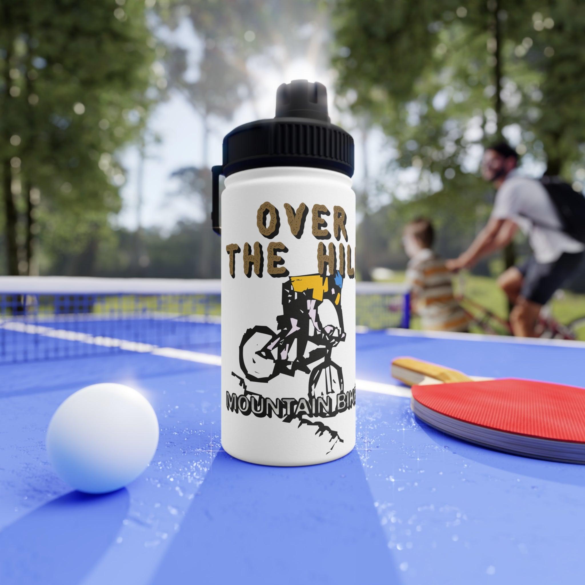 Over The Hill Mountain Biker - Stainless Steel Water Bottle with Sports Lid