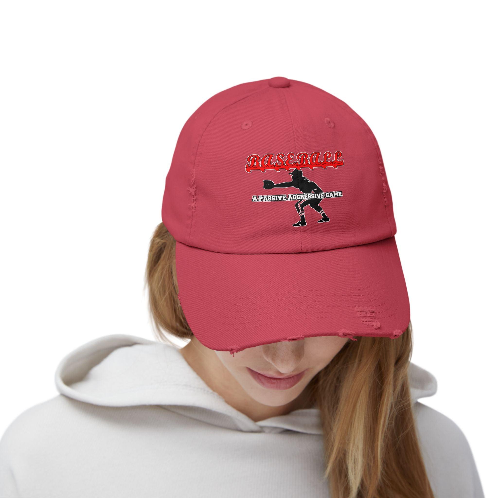 Baseball A passive aggressive game - Cotton Twill Distressed Baseball Cap - Witty Twisters Fashions