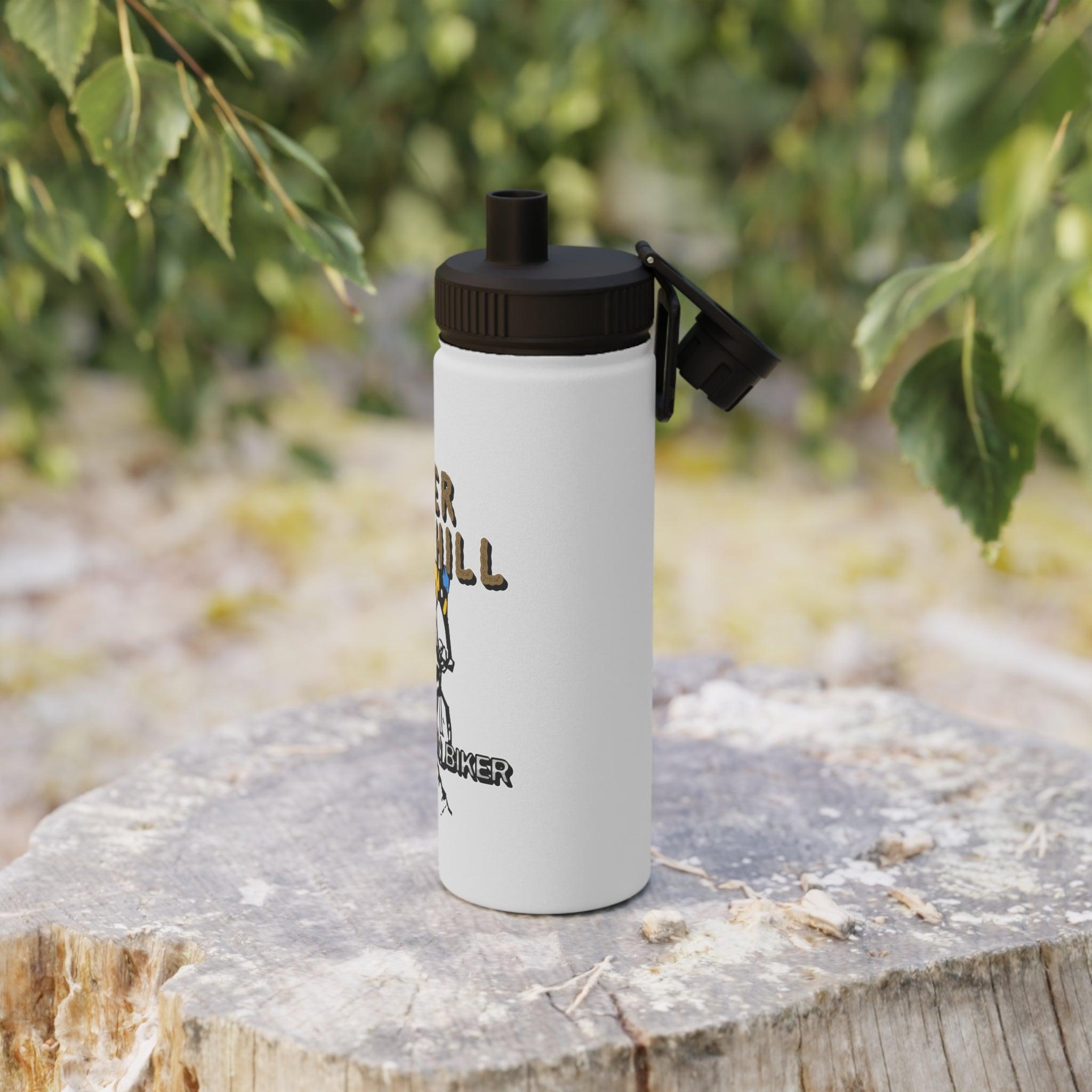 Over The Hill Mountain Biker - Stainless Steel Water Bottle with Sports Lid